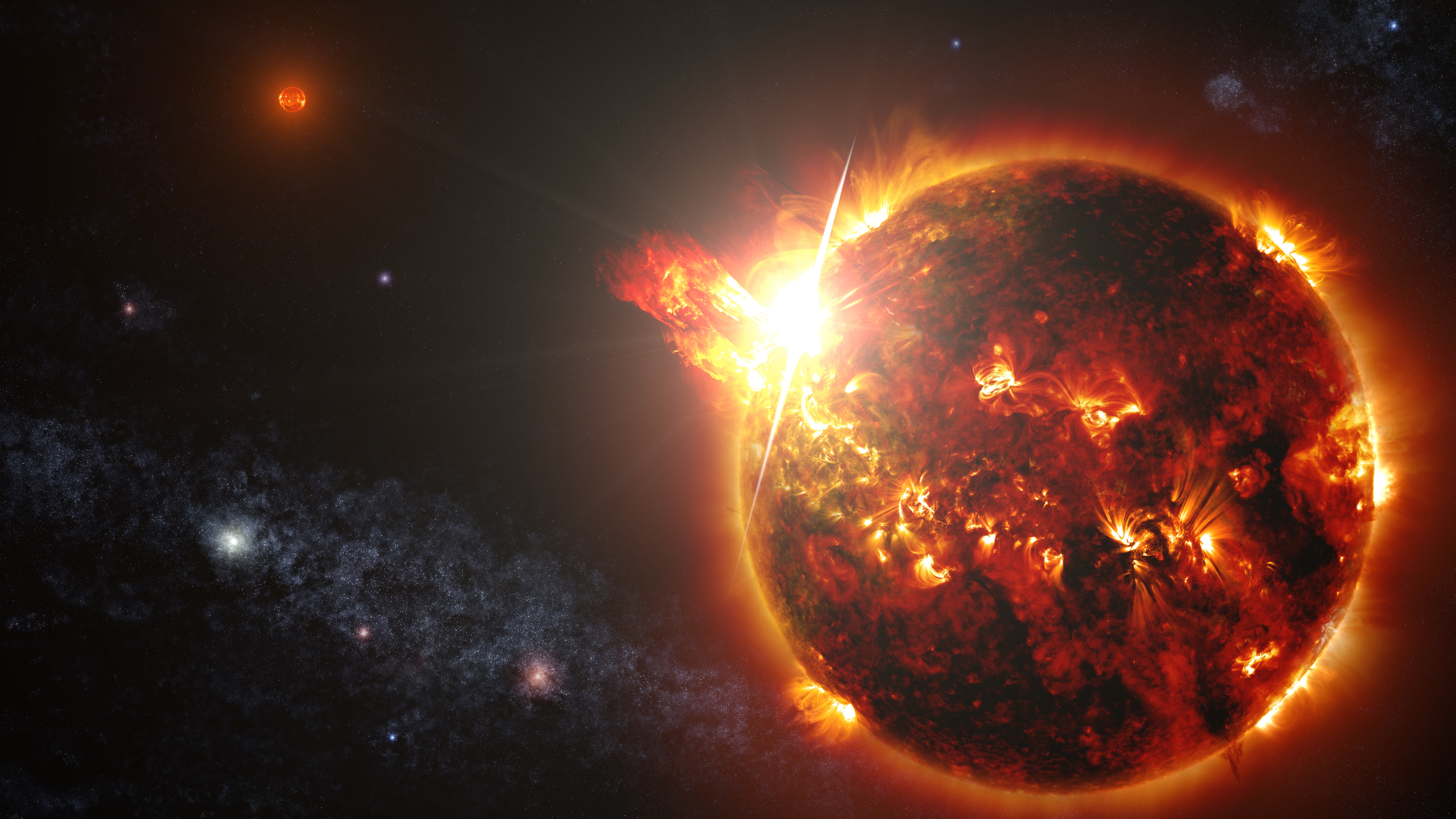 Dwarf star, Solar flares, Stellar explosions, 4K, 8K