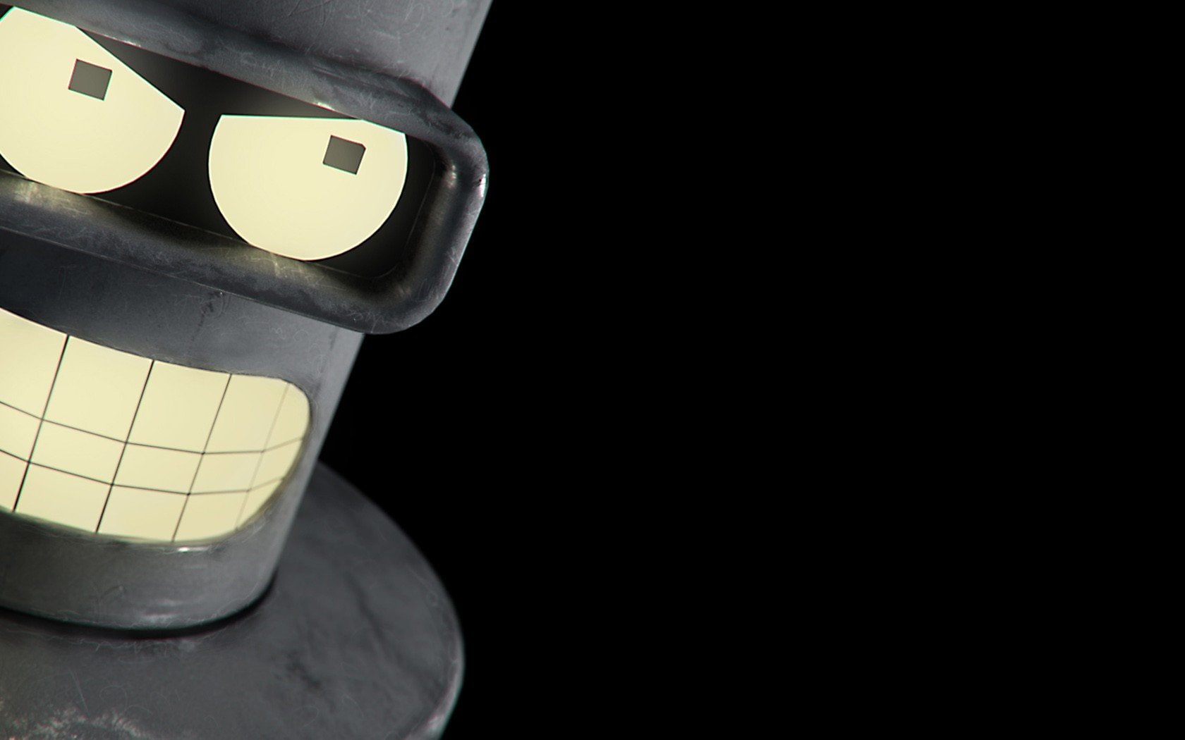 Bender, black background, Futurama, robot