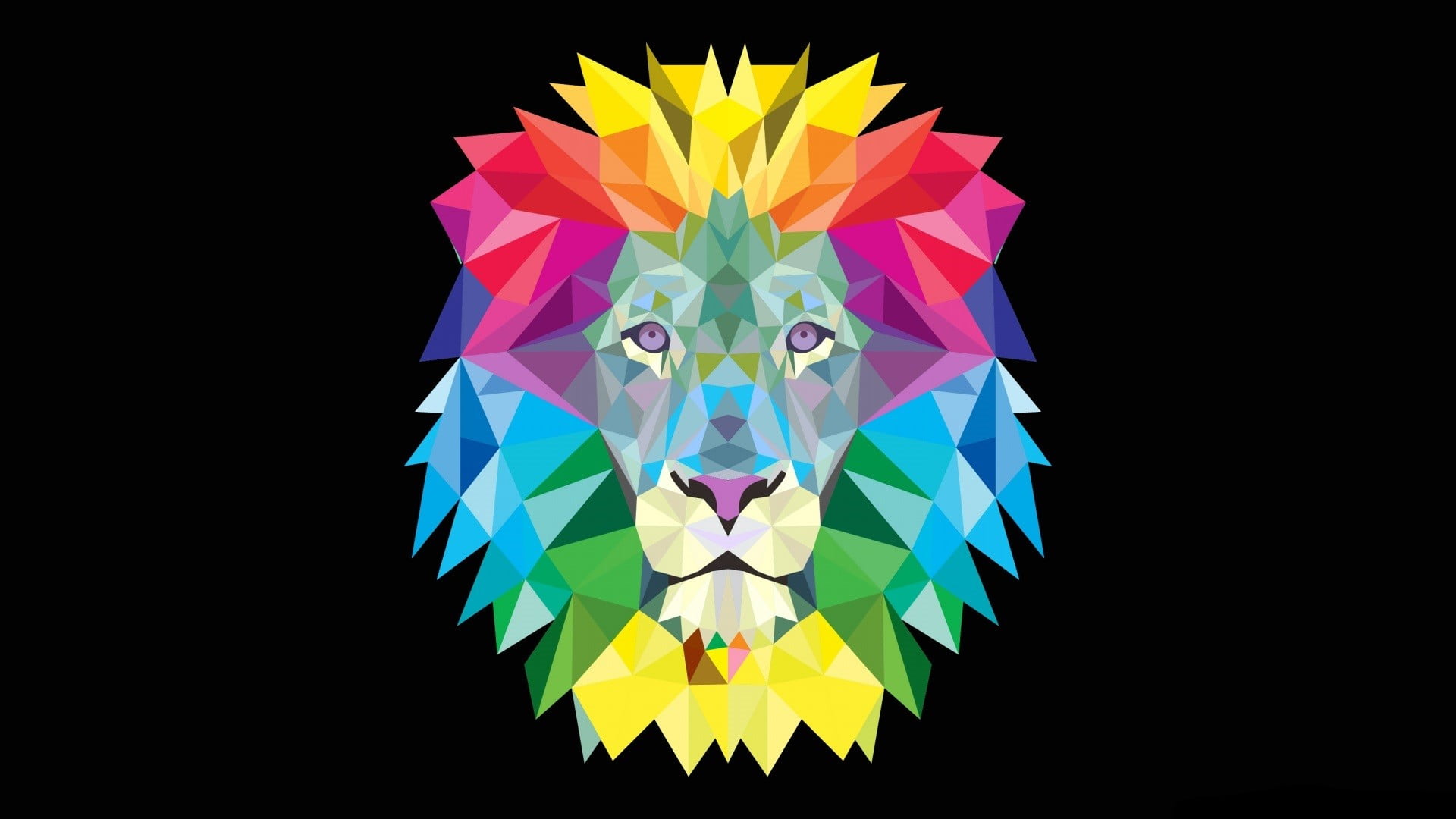 multicolored lion painting, vector, multi colored, yellow, studio shot