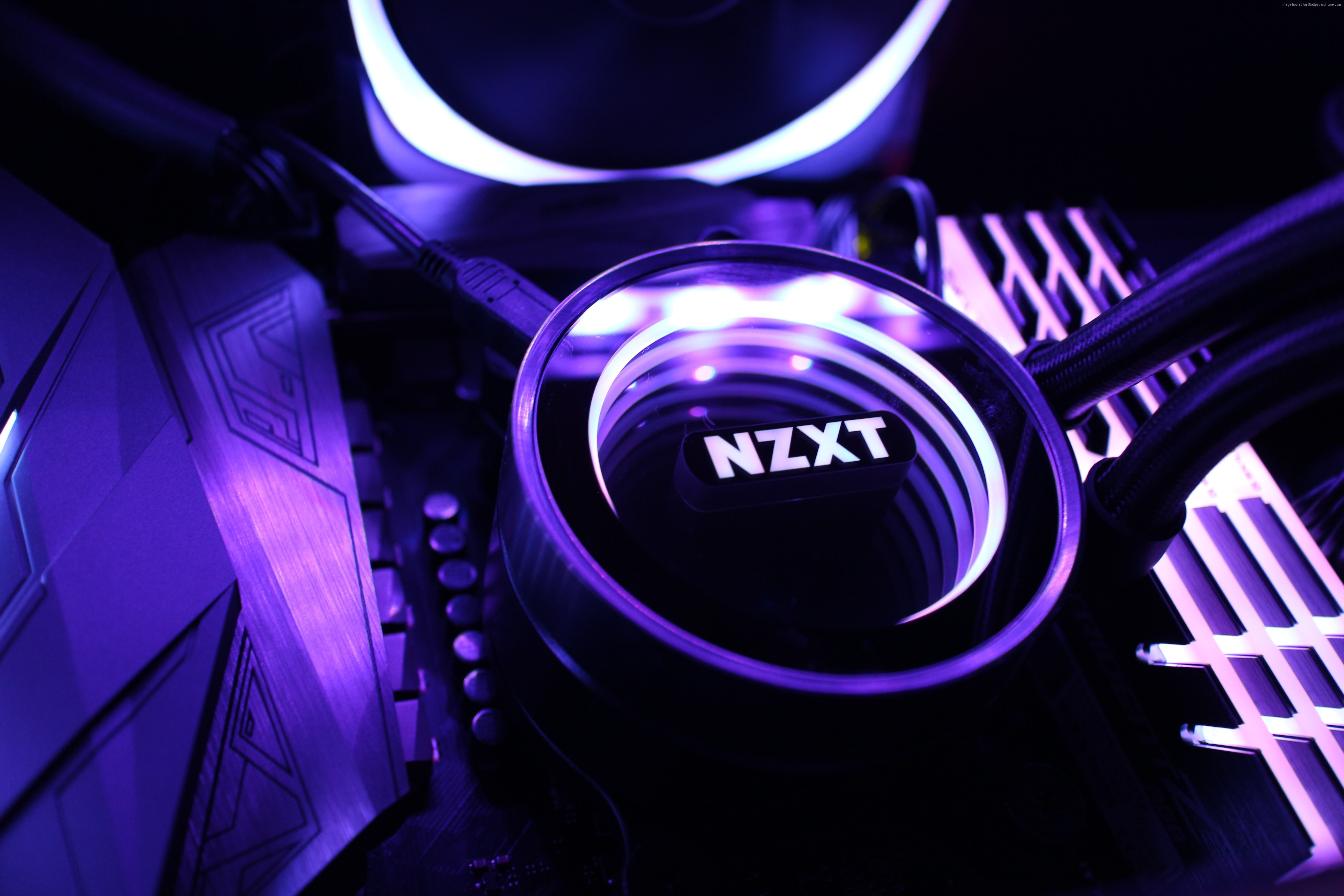 Free download | HD wallpaper: purple, light, 5K, NZXT, indoors, close ...