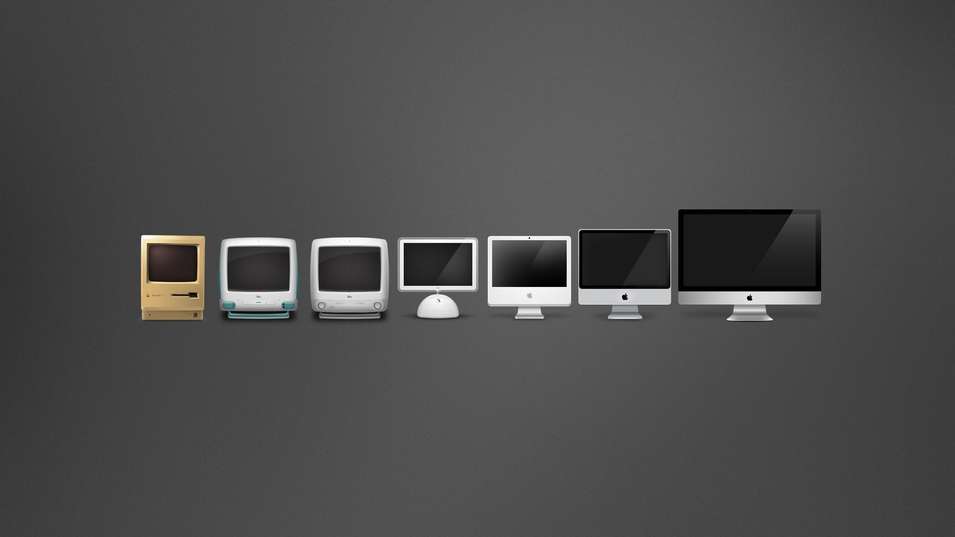 evolution, minimalism, gray background, computer, Apple Inc.