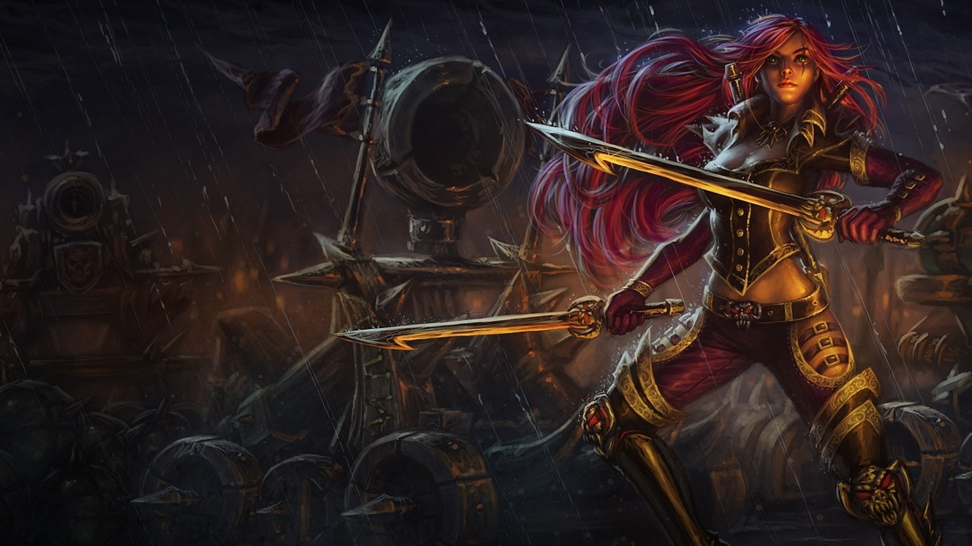 women video games redheads league of legends weapons artwork katarina the sinister blade swords 1 People Redheads HD Art