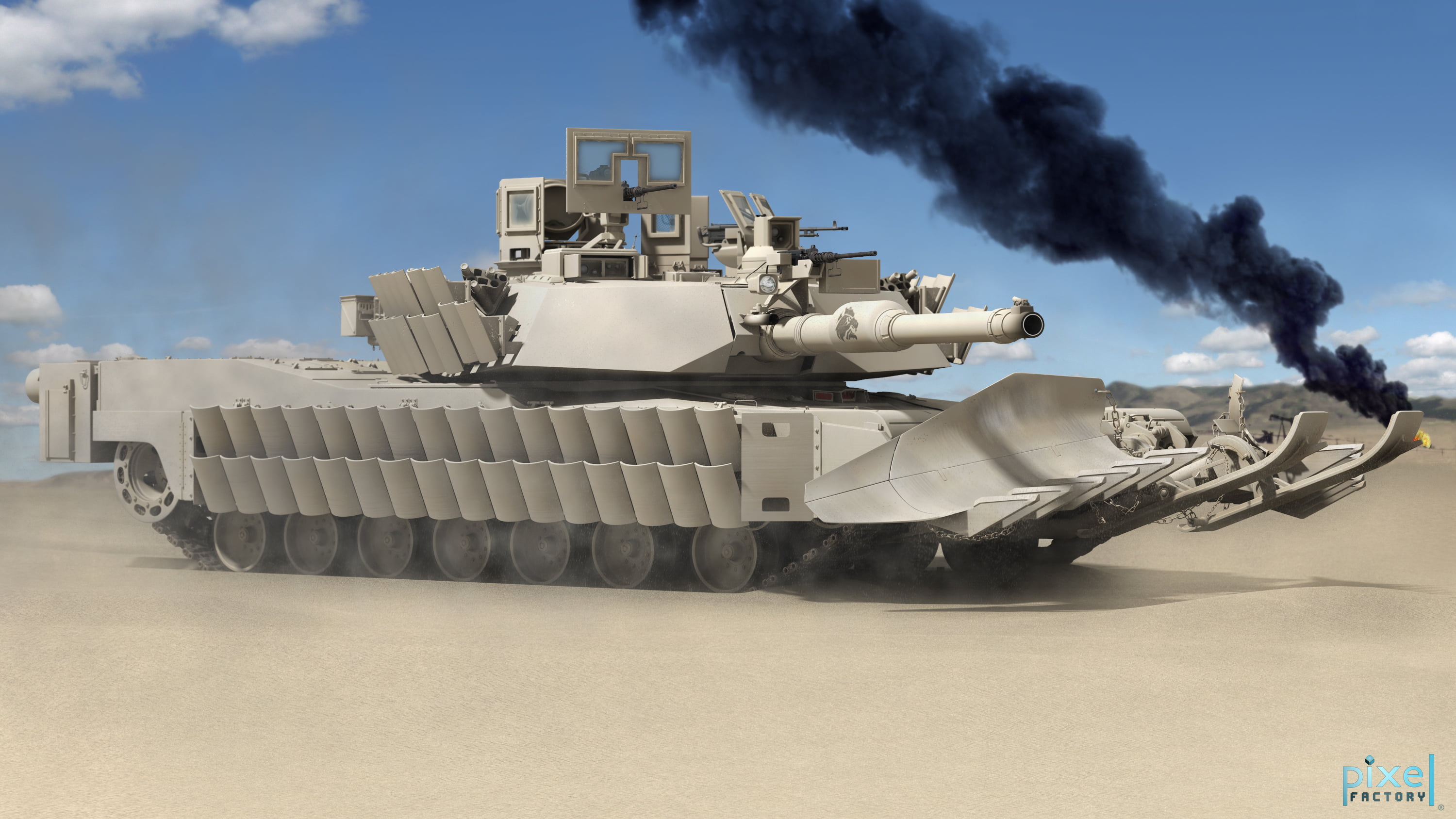 gray battle tank screengrab, rendering, Abrams, main battle tank USA