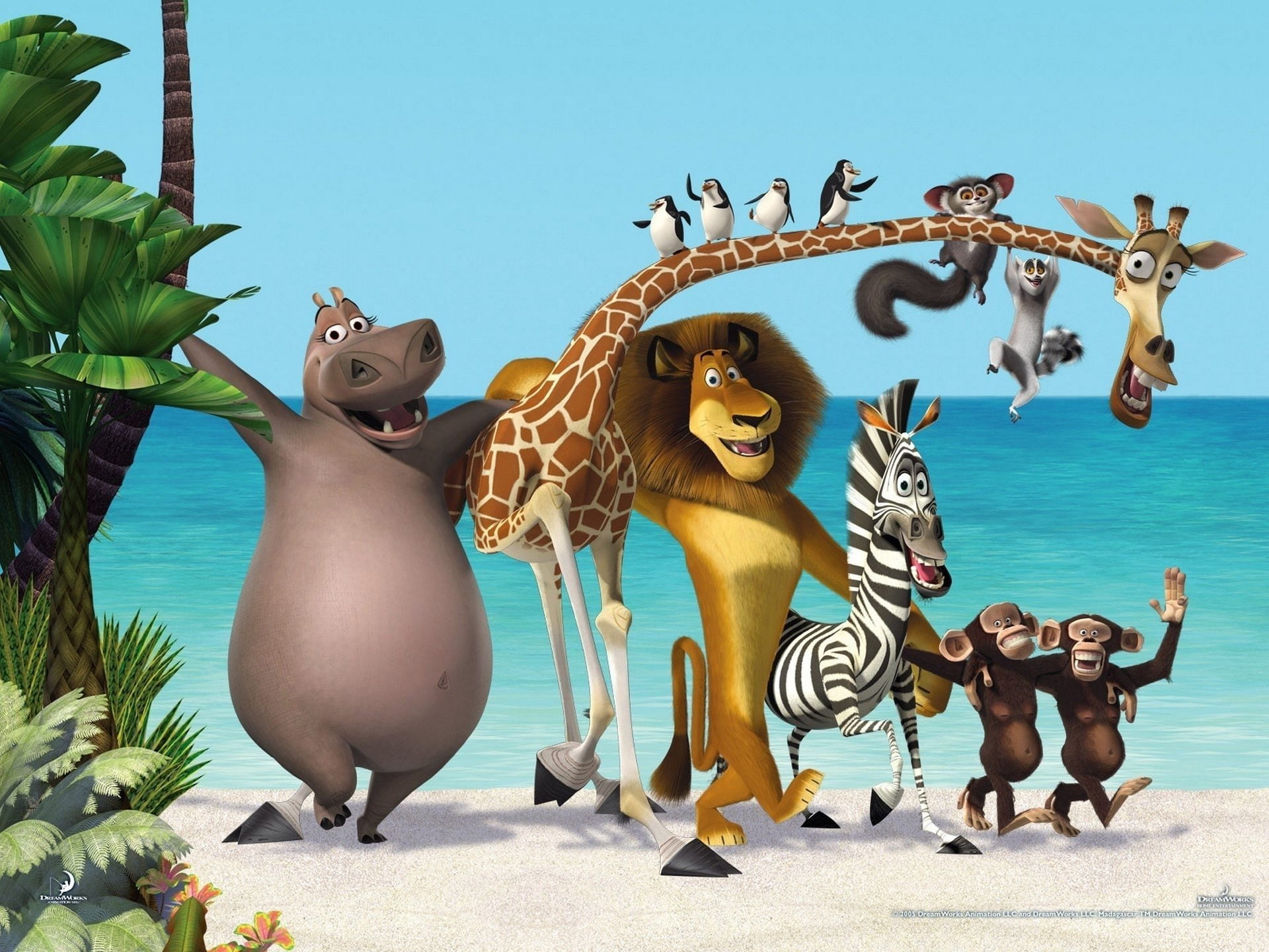 Movie, Madagascar 3: Europe's Most Wanted, Beach, Giraffe, Hippo