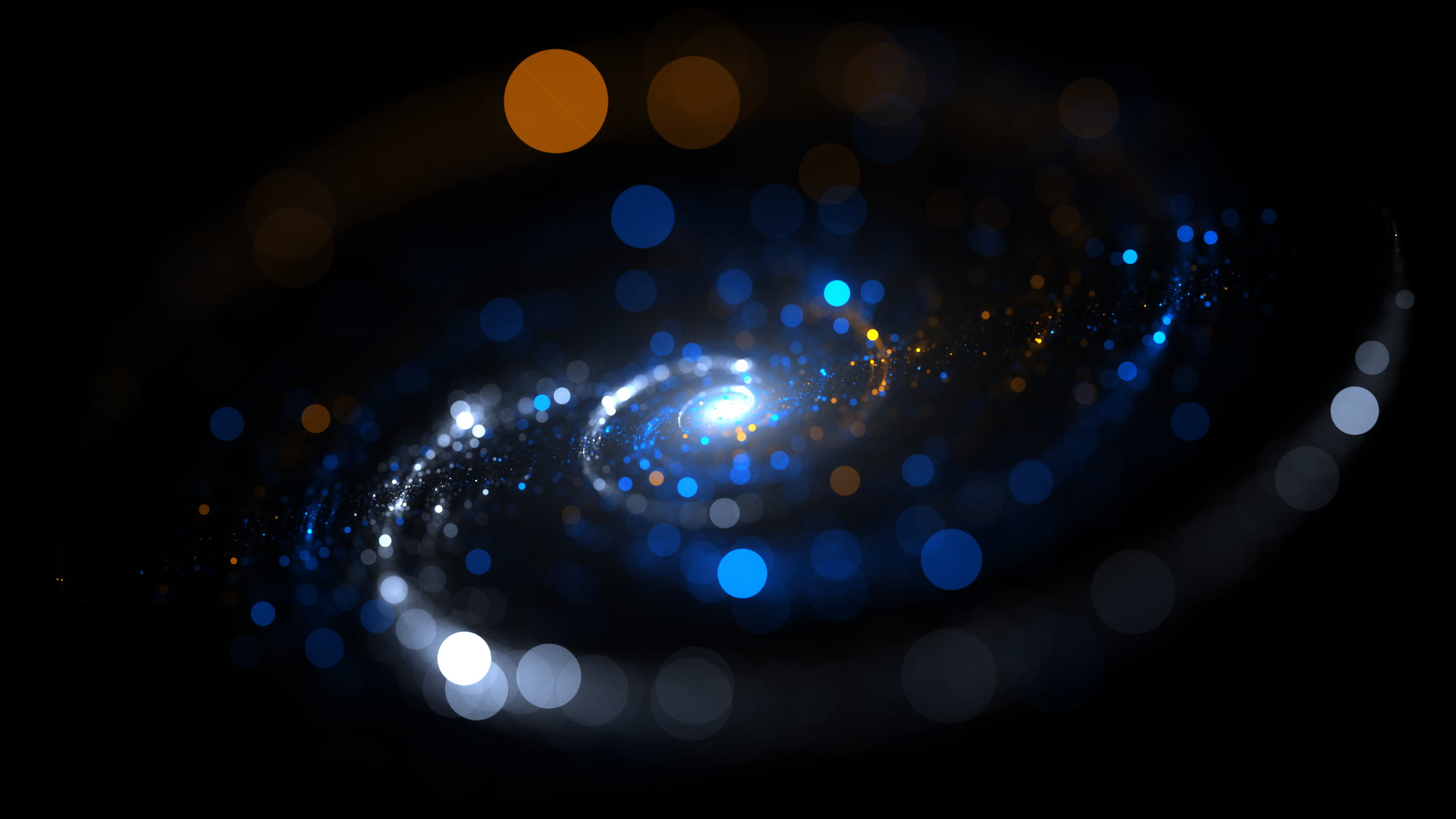 galaxy digital wallpaper, blue and orange bokeh photography, spiral galaxy