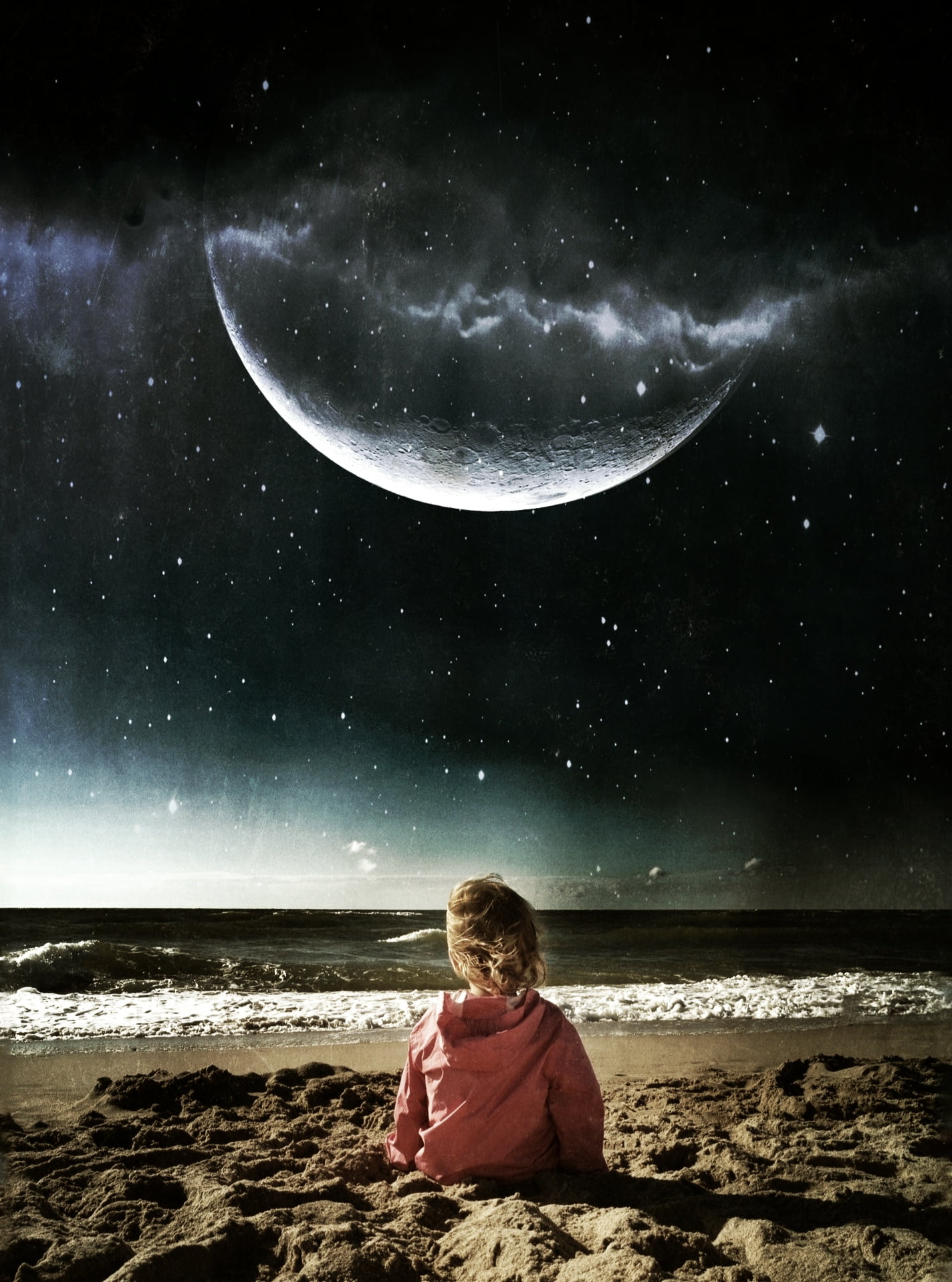 Girl on seashore photo, Moon child, iphone, iphoneography, mobile