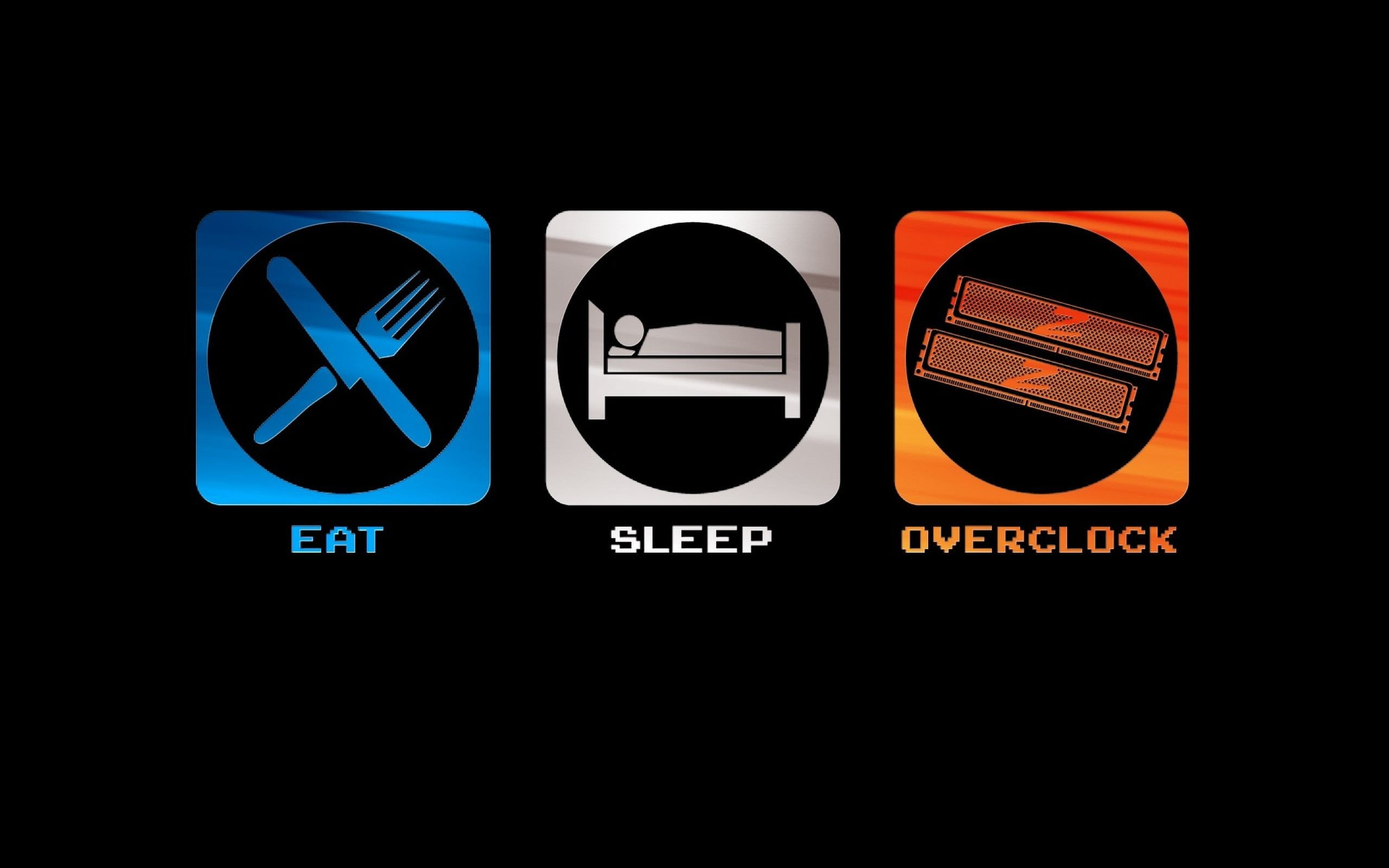 Eat, Sleep, Overclock logo, eating, sleeping, overclocking, geek