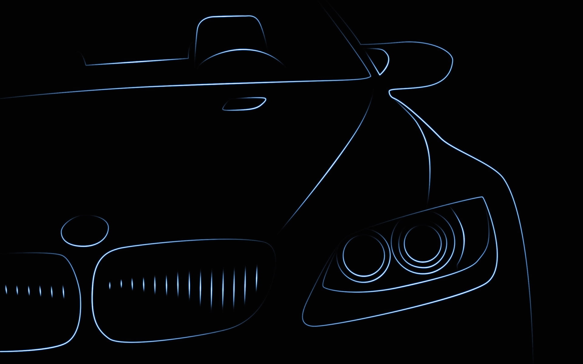 black BMW car vector art, machine, silhouette, studio shot, black background