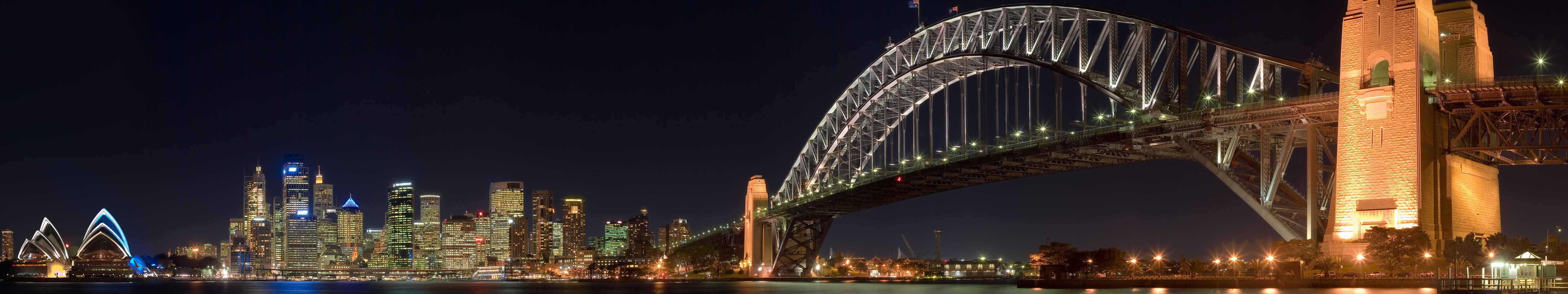 Brooklyn Bridge, New York, night, city, Sydney Harbour Bridge