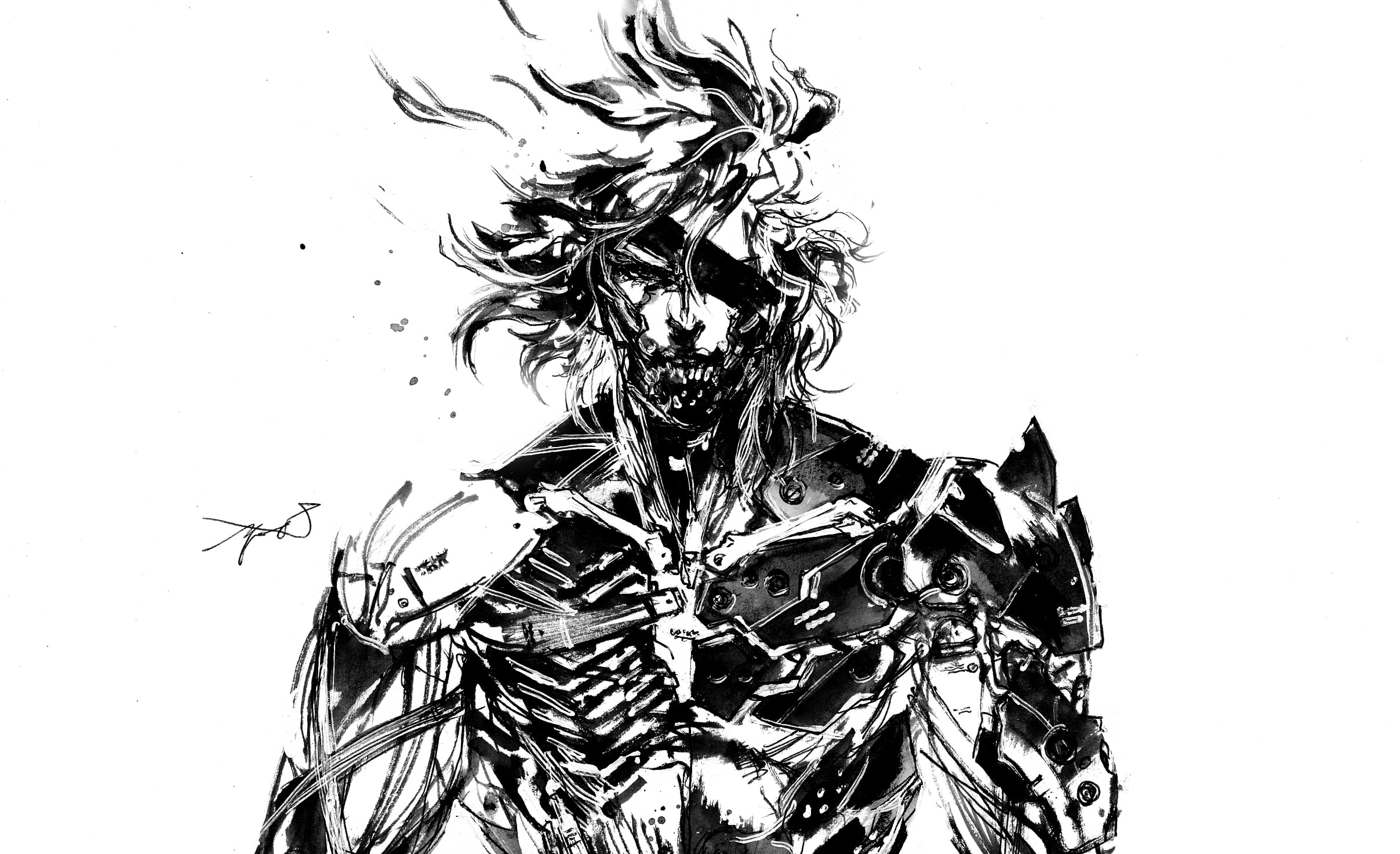 anime character sketch illustration, figure, armor, Ninja, Cyborg