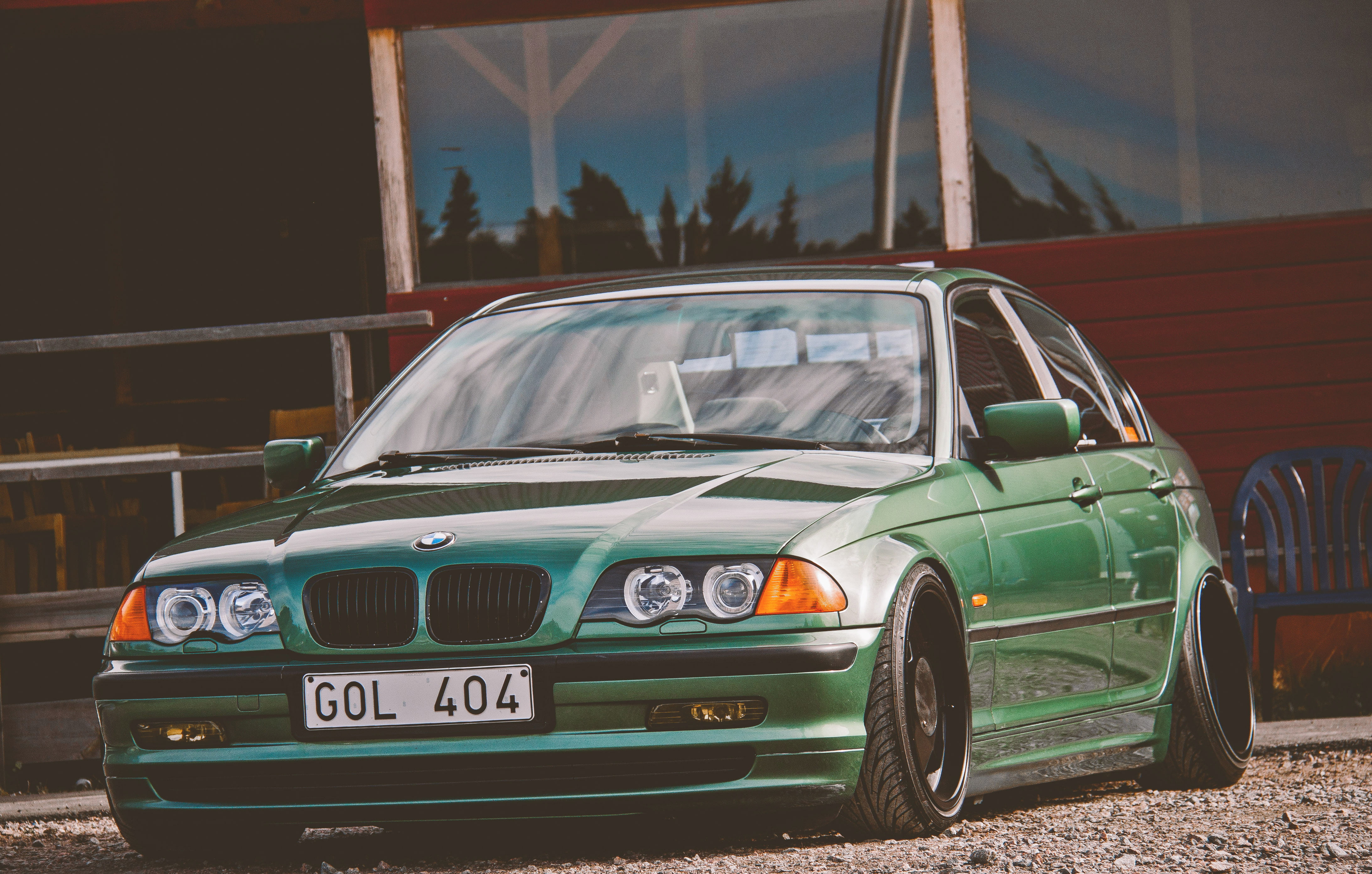 green BMW sedan, tuning, E46, stance, car, land Vehicle, transportation