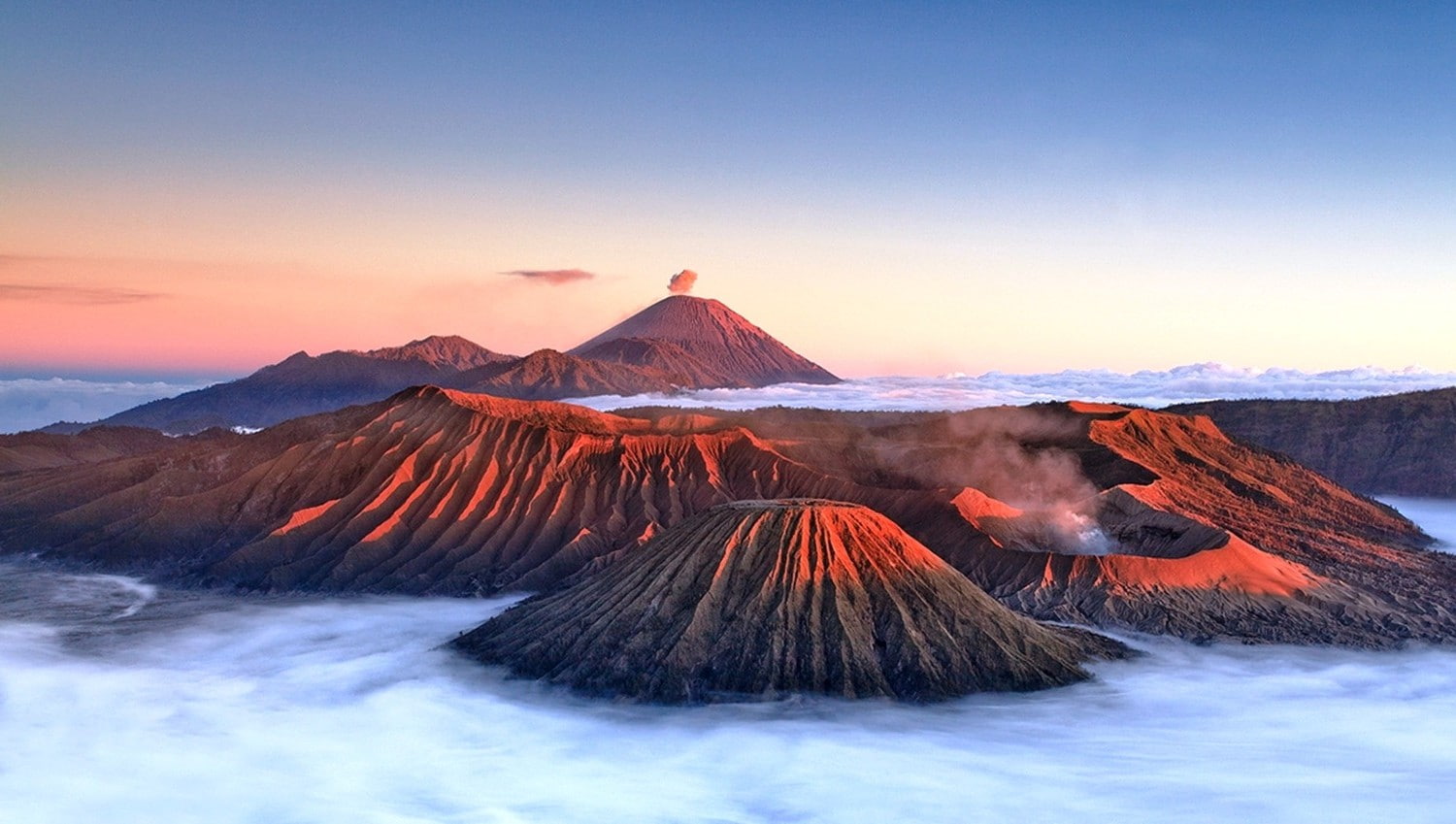 clouds, Crater, Indonesia, landscape, mist, Mount Bromo, mountain