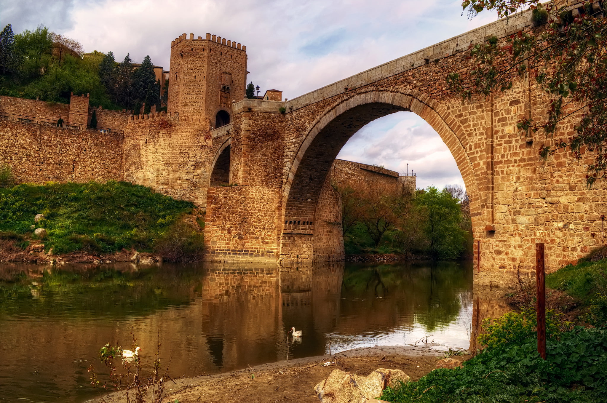 bridge, the city, river, architecture, Spain, Toledo, Castilla-La Mancha