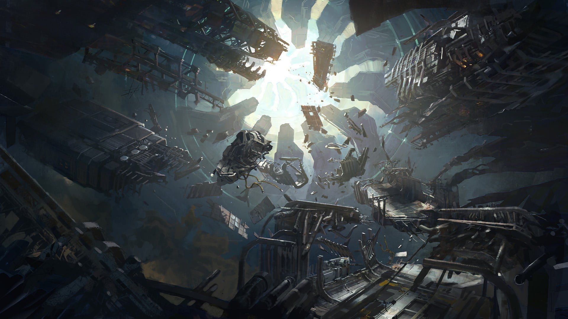 gray metal frame illustration, Halo, space, spaceship, Halo 4