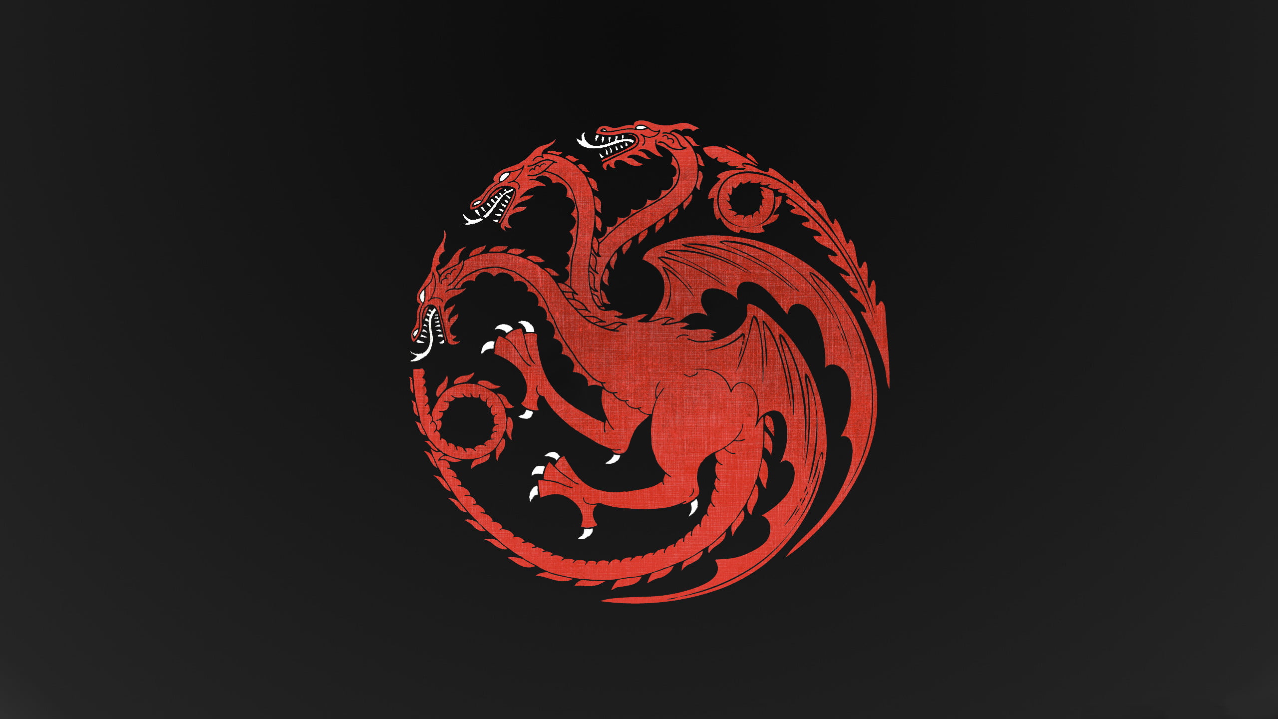 round 3-head dragon logo, House Targaryen, Game of Thrones, black background