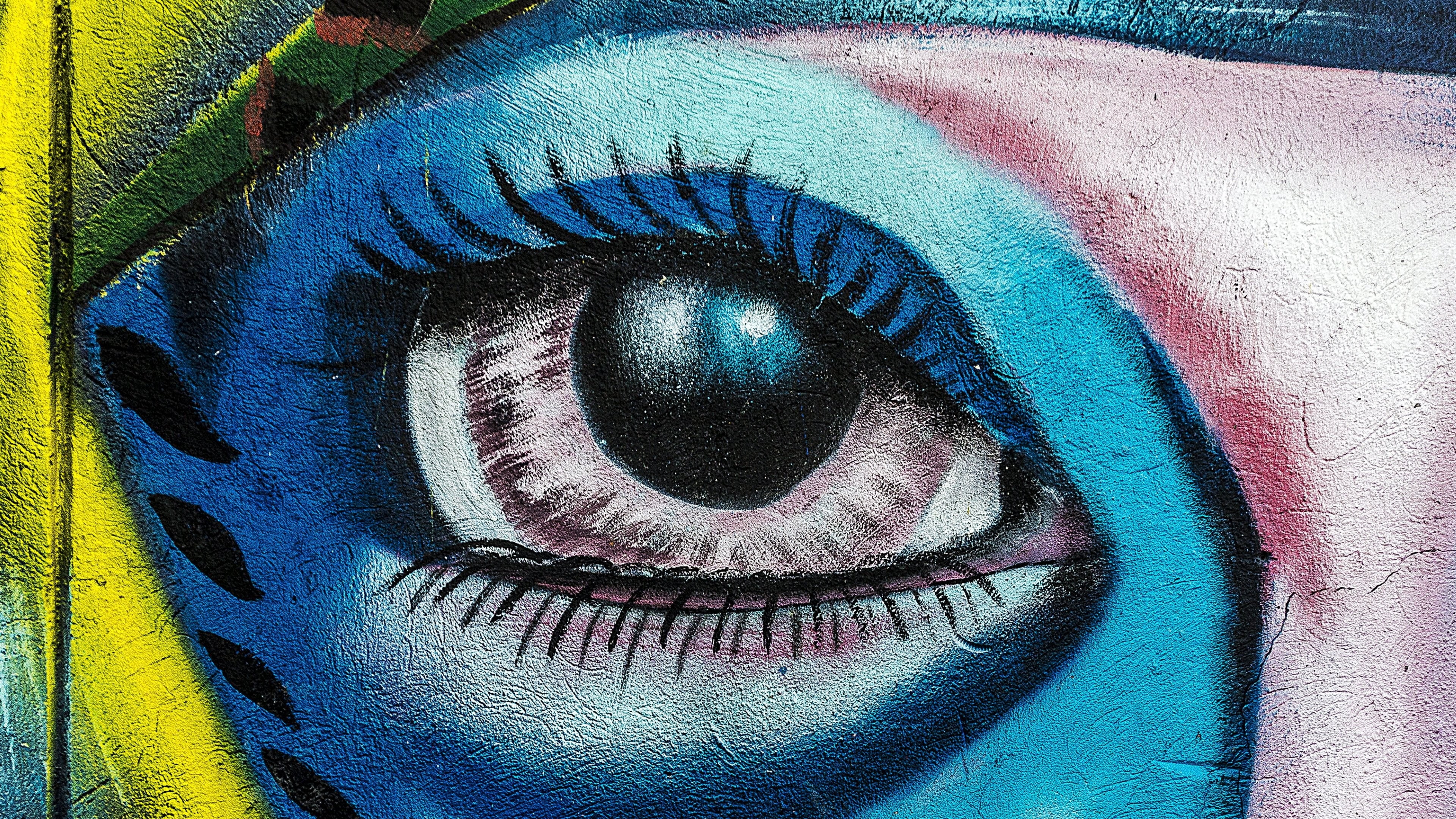graffiti 4k  pc  hd, close-up, eye, full frame, blue, human eye
