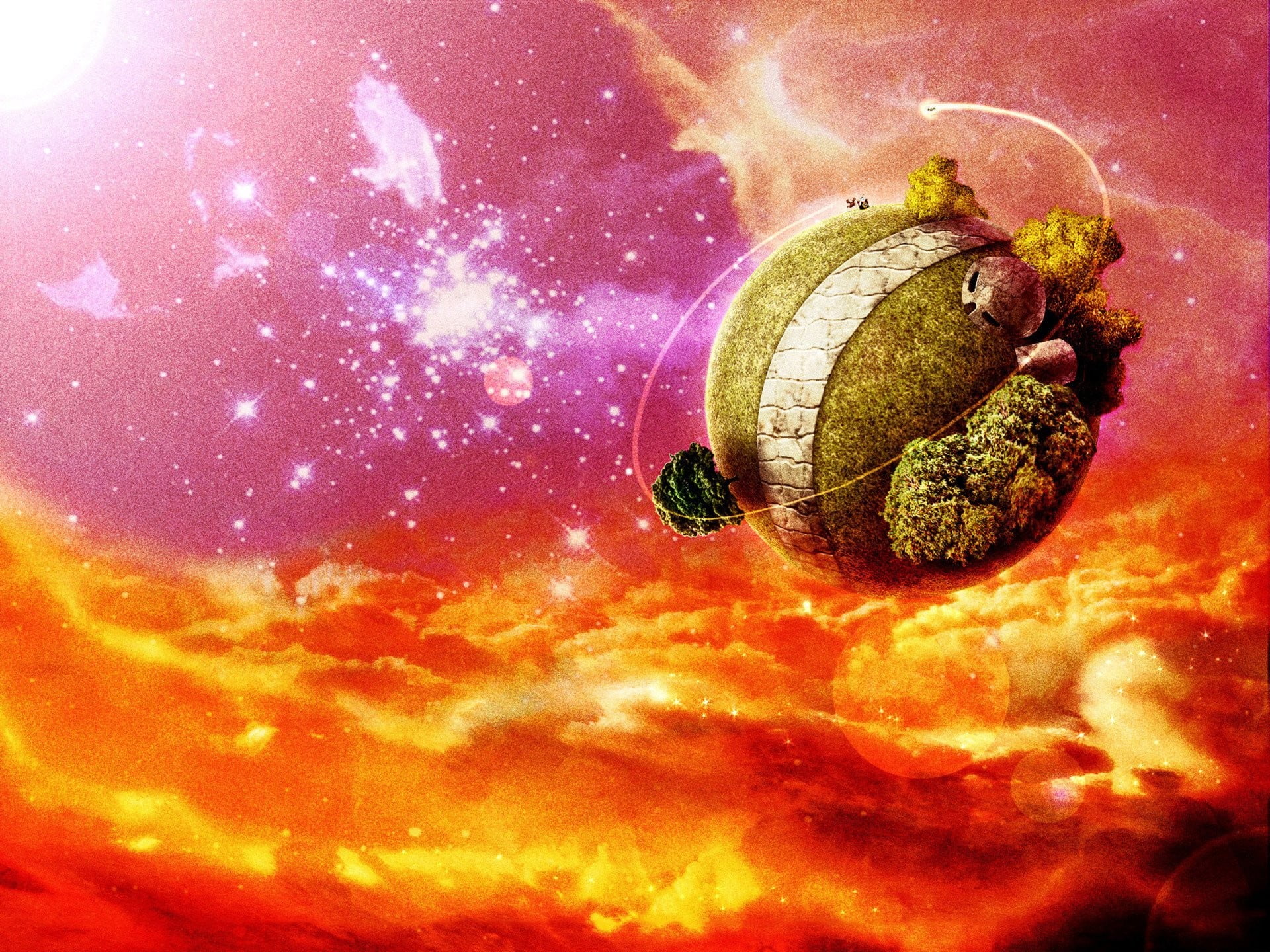 green planet illustration, Dragon Ball Z, King Kai's planet, planet - Space
