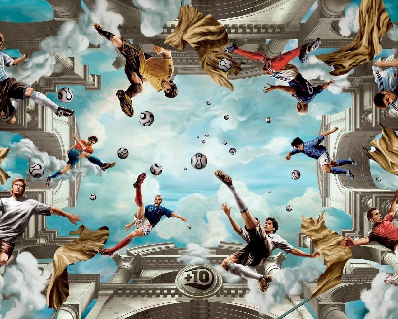 digital art, footballers, Zinedine Zidane, David Beckham, Kaká