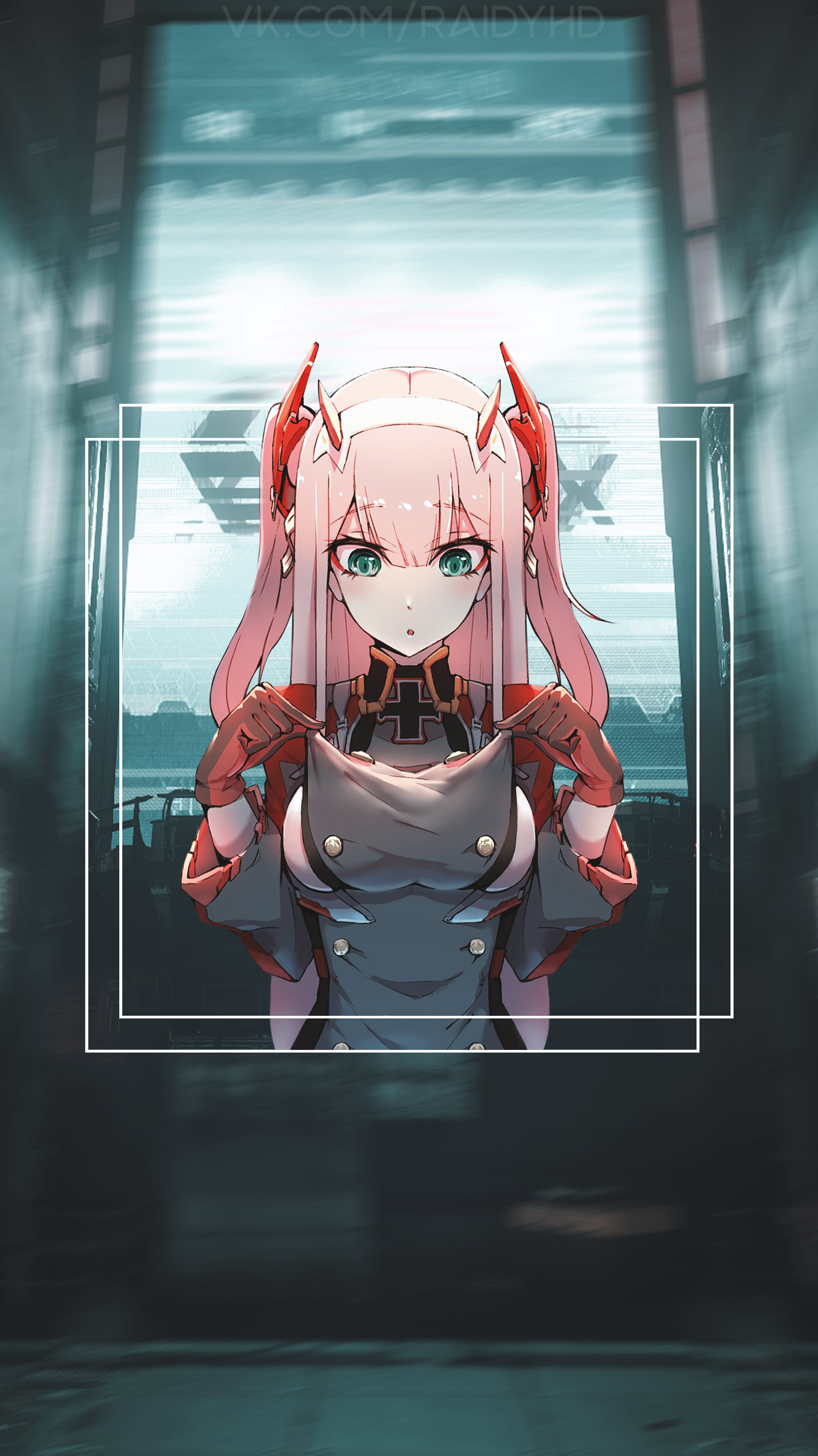 anime girls, picture-in-picture, Zero Two (Darling in the FranXX)