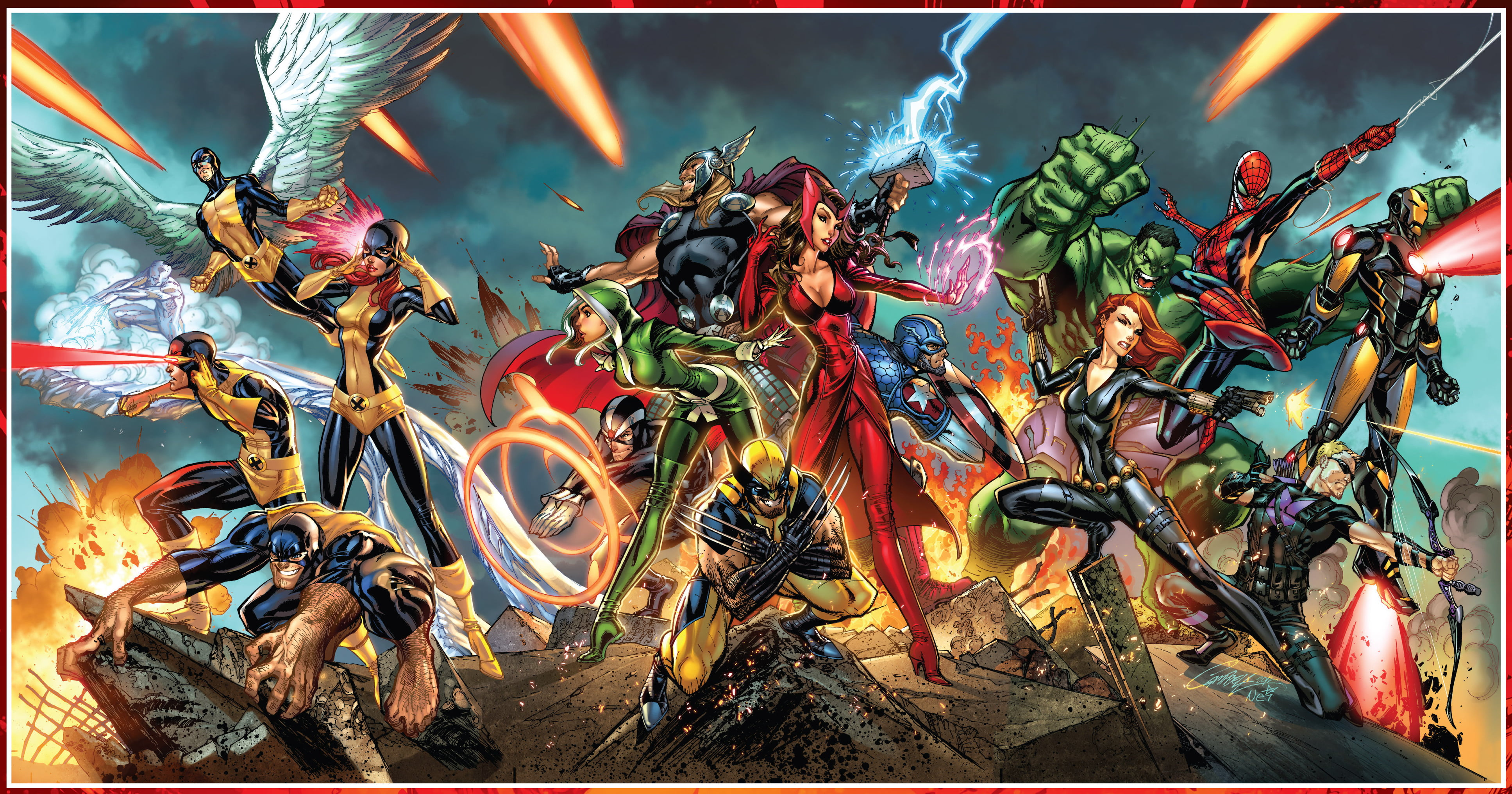 DC Heroes wallpaper, X-men characters painting, Marvel Comics