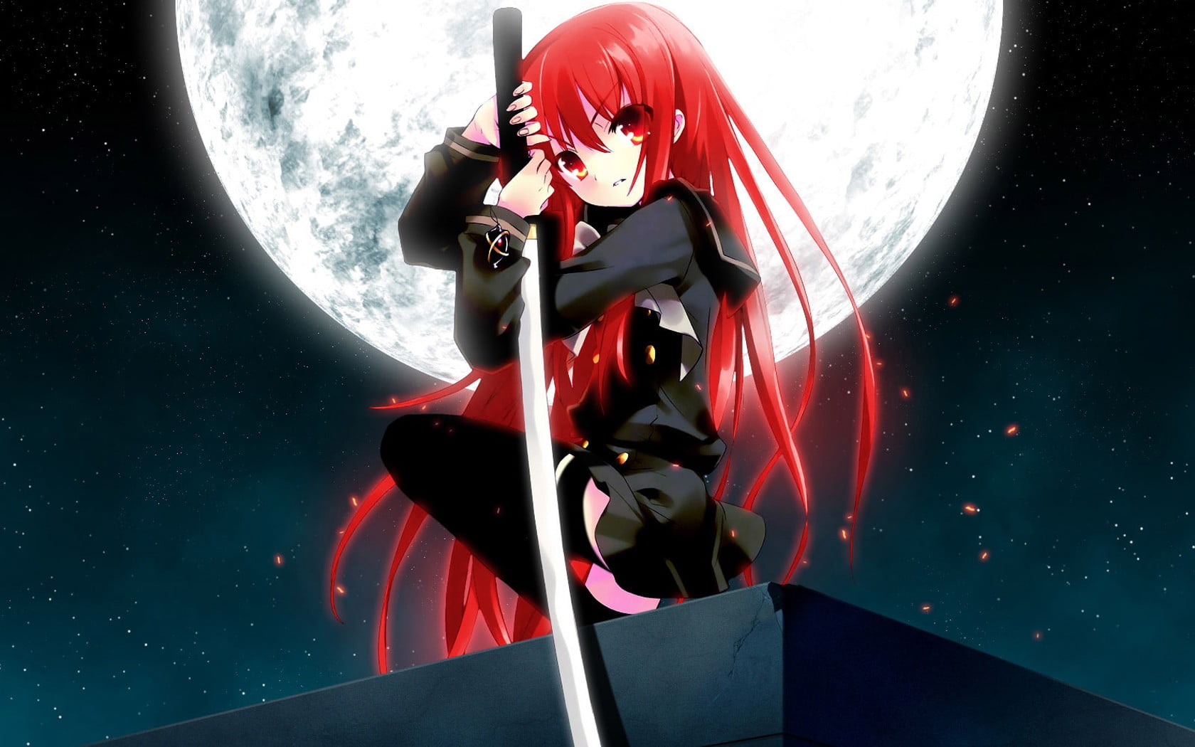 red haired black suit animae illustration, anime girls, Shakugan no Shana
