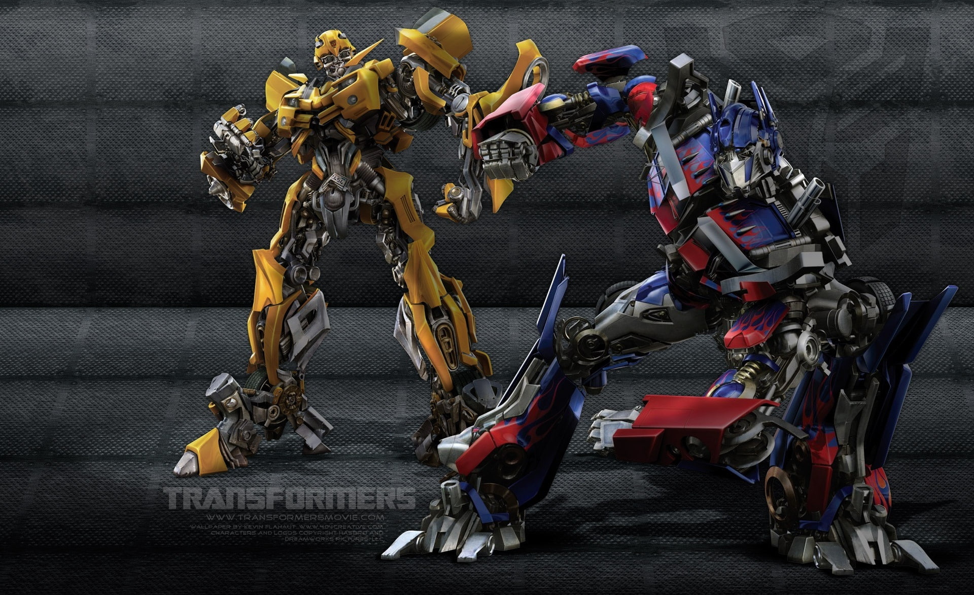 Transformers 1, Transformers Optimus Prime and Bumble Bee digital wallpaper