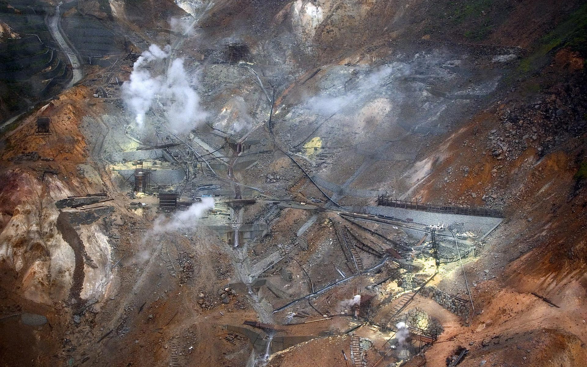 Hakone mine, Japan, landscape, Mining