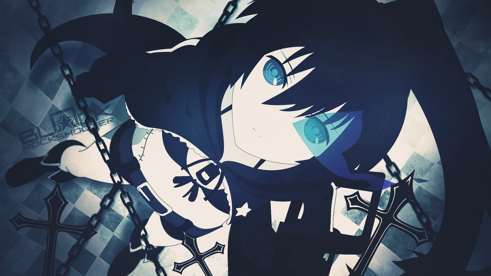 Free Download Hd Wallpaper Blue Black Rock Shooter Blue Eyes Anime Chains Kuroi Mato Anime 0500