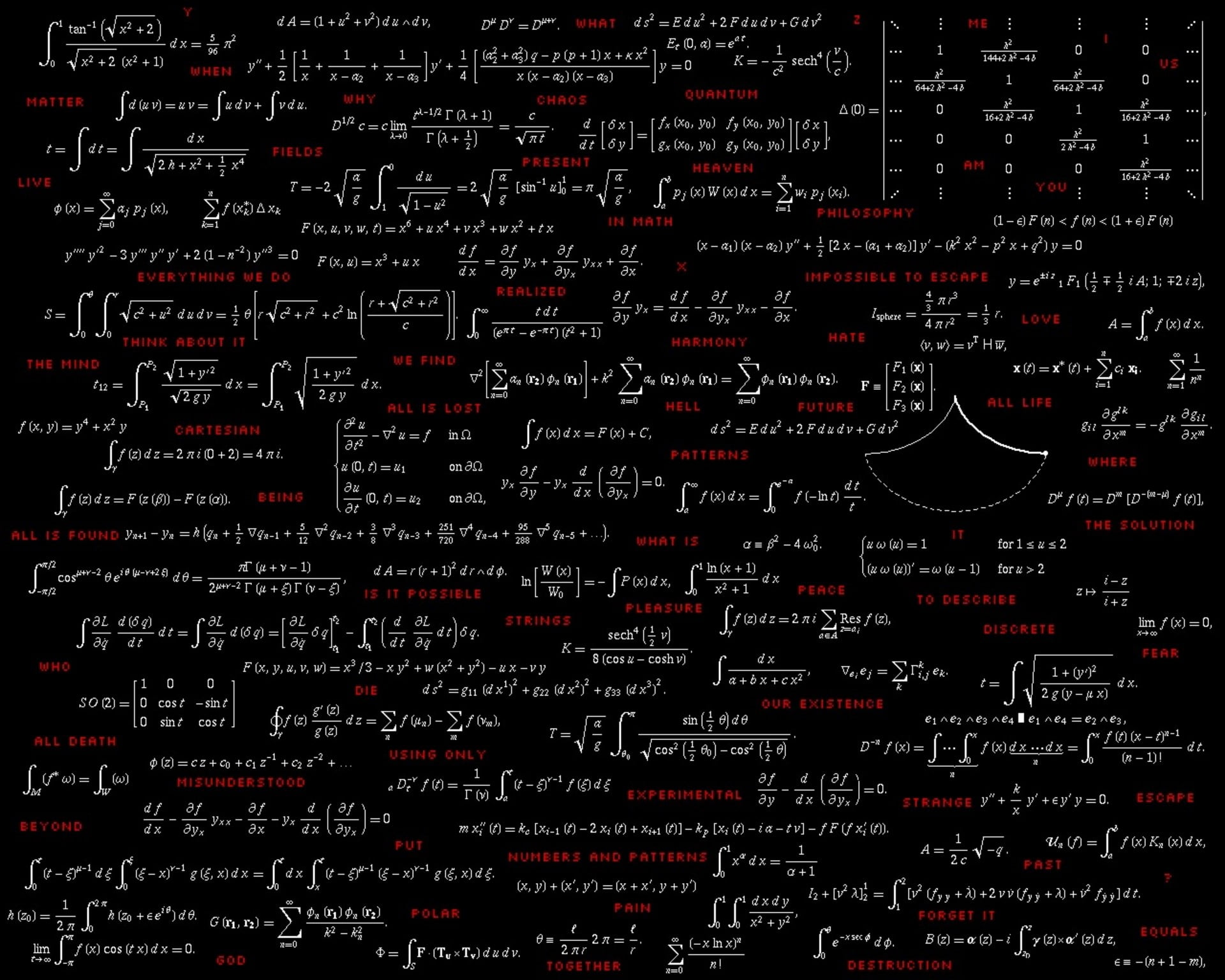black background with text overlay, digital art, mathematics