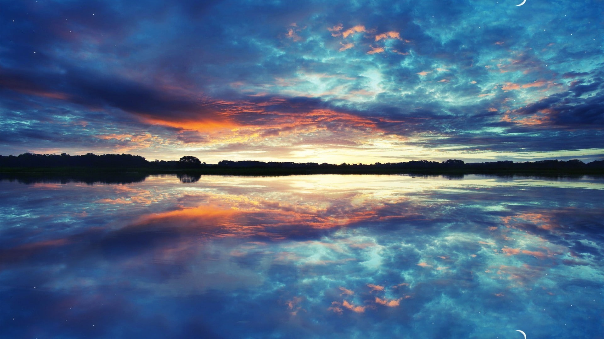 sky, clouds, reflection, landscape, lake, nature