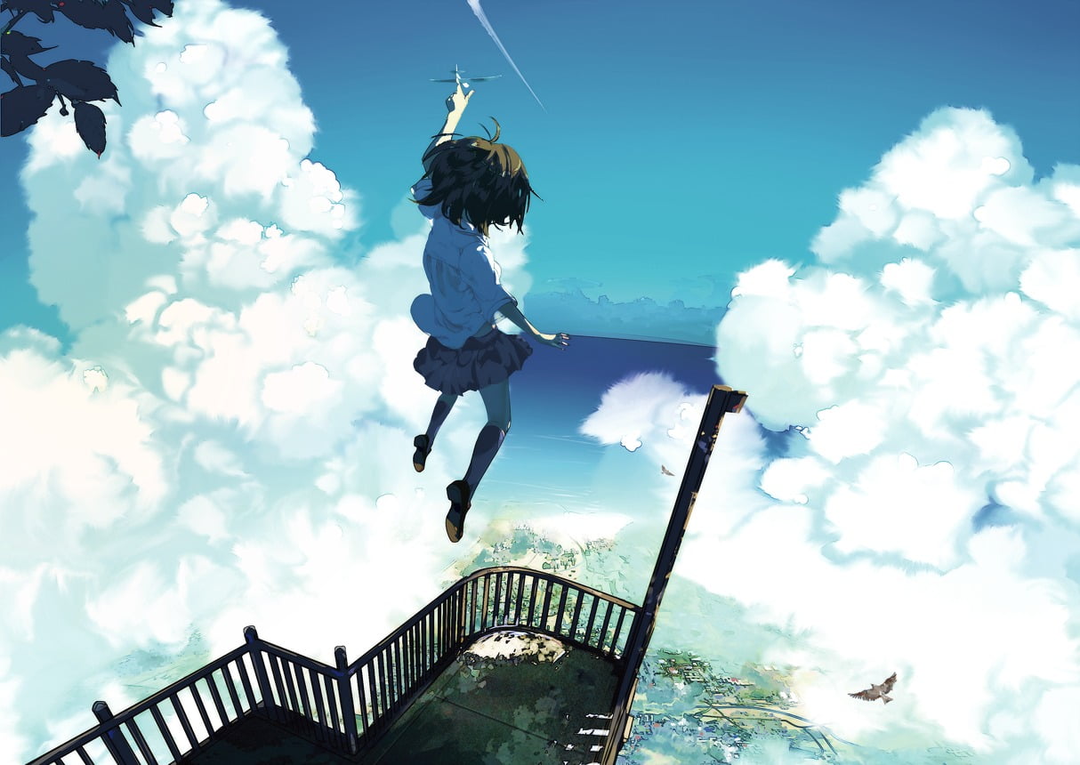 female anime character wallpaper, sky, clouds, anime girls, original characters