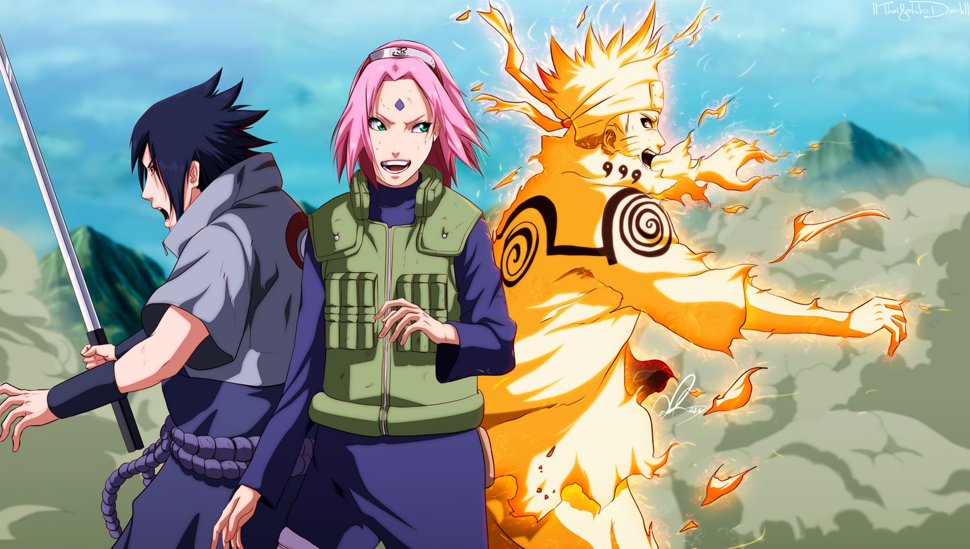 Uchiha Sasuke, Sakura, and Uzumaki Naruto, girl, haruno sakura