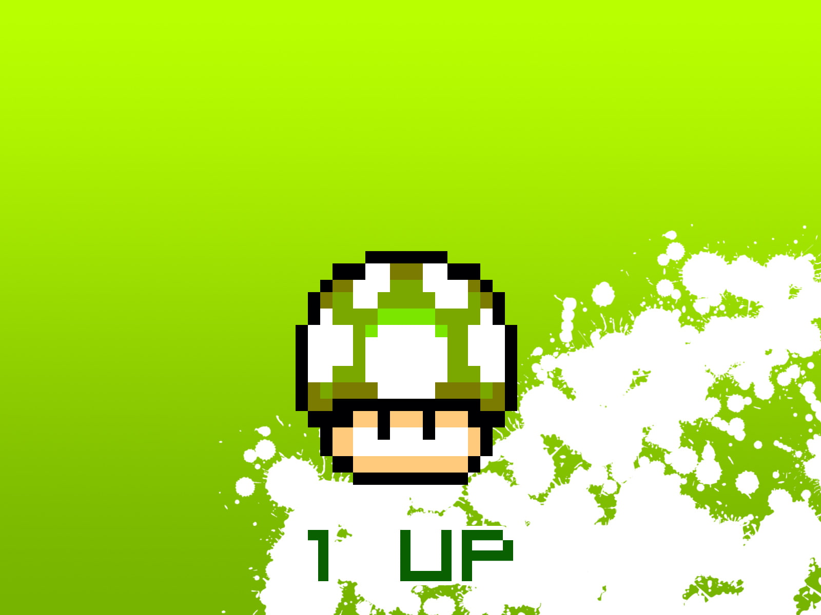Green Mario 8-Bit 1-Up Mushroom HD, video games