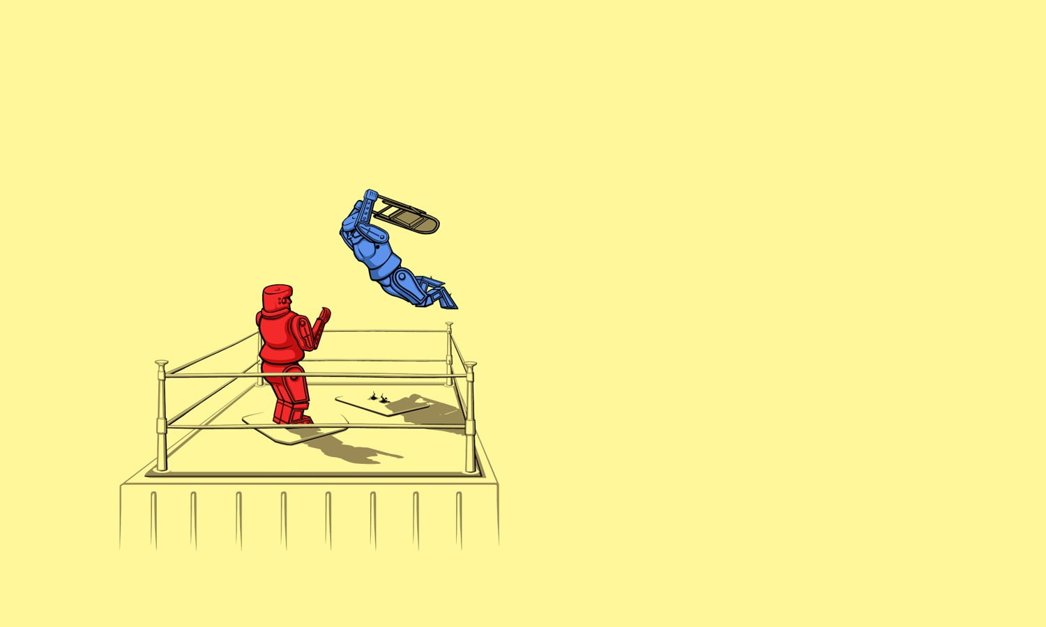 wrestling sketch, threadless, simple, humor, robot, minimalism