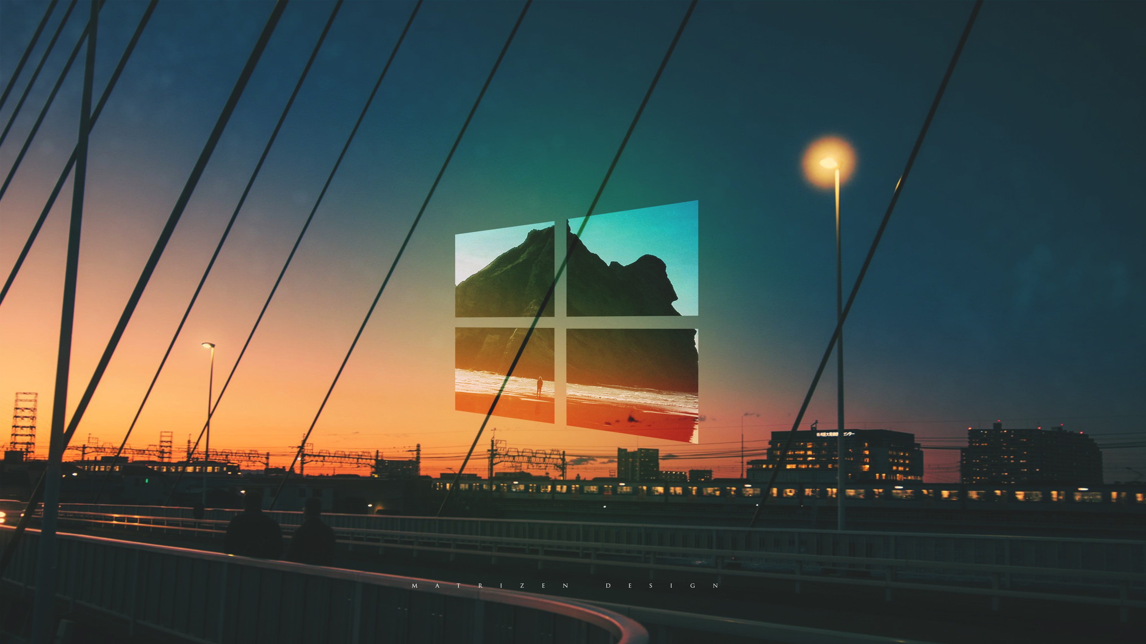 2D 3840x2160 px bridge Cityscape digital art lines logo Microsoft Windows People photography Photosh Architecture Bridges HD Art