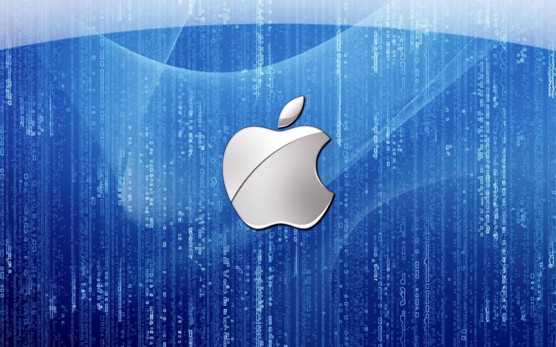 Apple Matrix, Apple logo, Computers, blue, indoors, no people