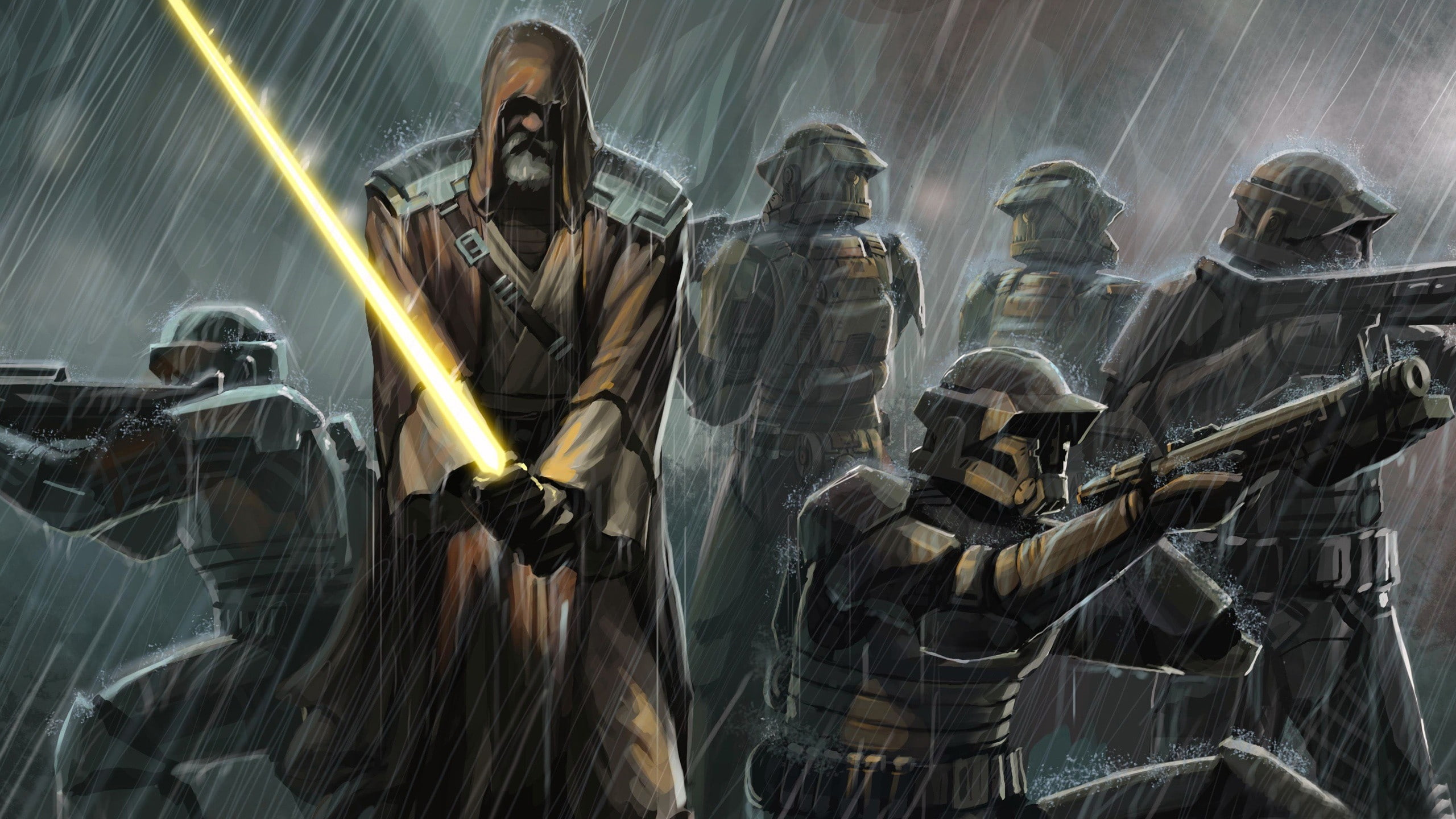 star wars rain stormtroopers storm jedi star wars the force unleashed the force unleashed Video Games Star Wars HD Art