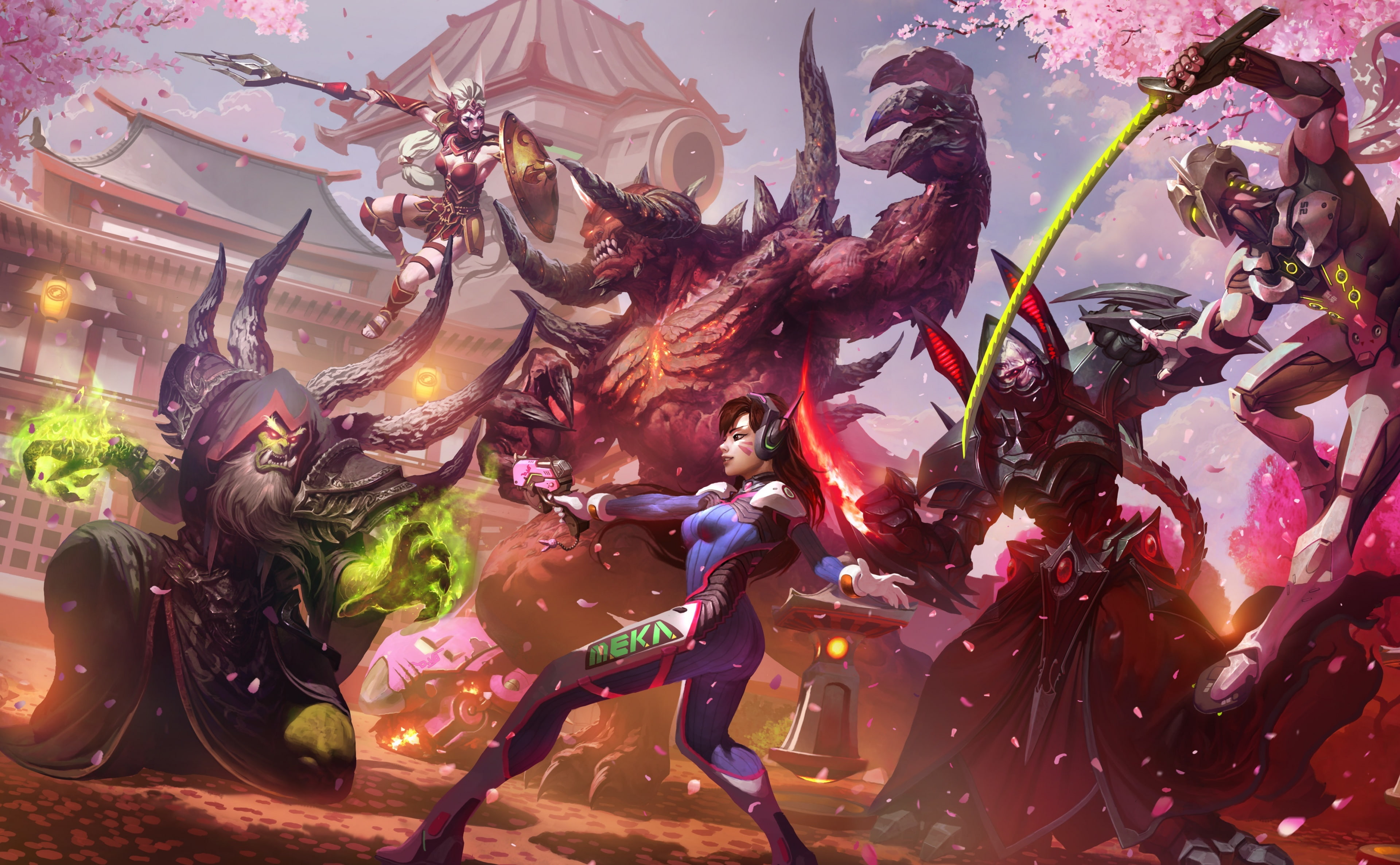Heroes of the Storm HotS Video Game, warriors and monster digital art