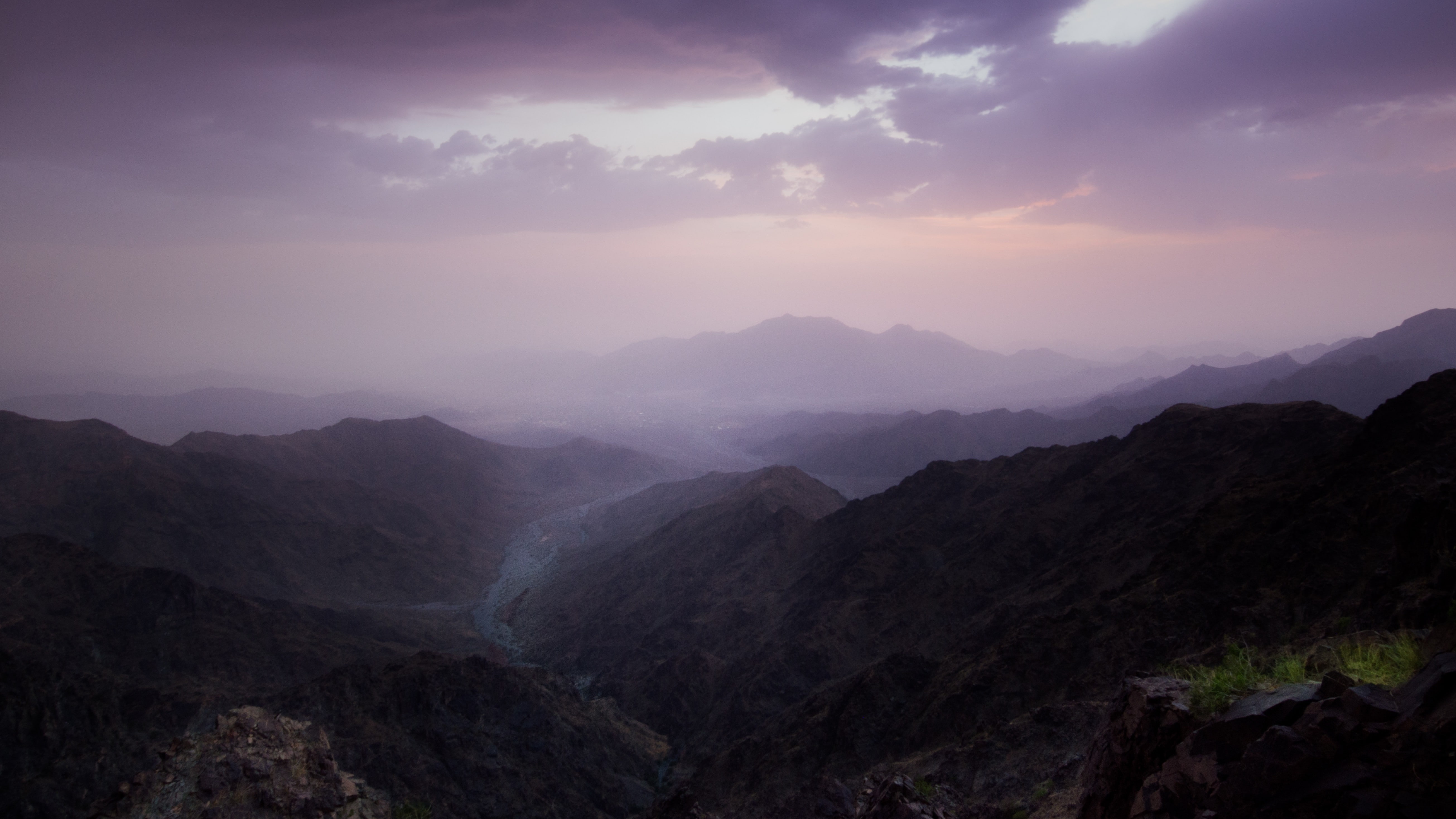 Al Hada, clouds, Makkah, mist, mountain, Purple Sky, Saudi Arabia
