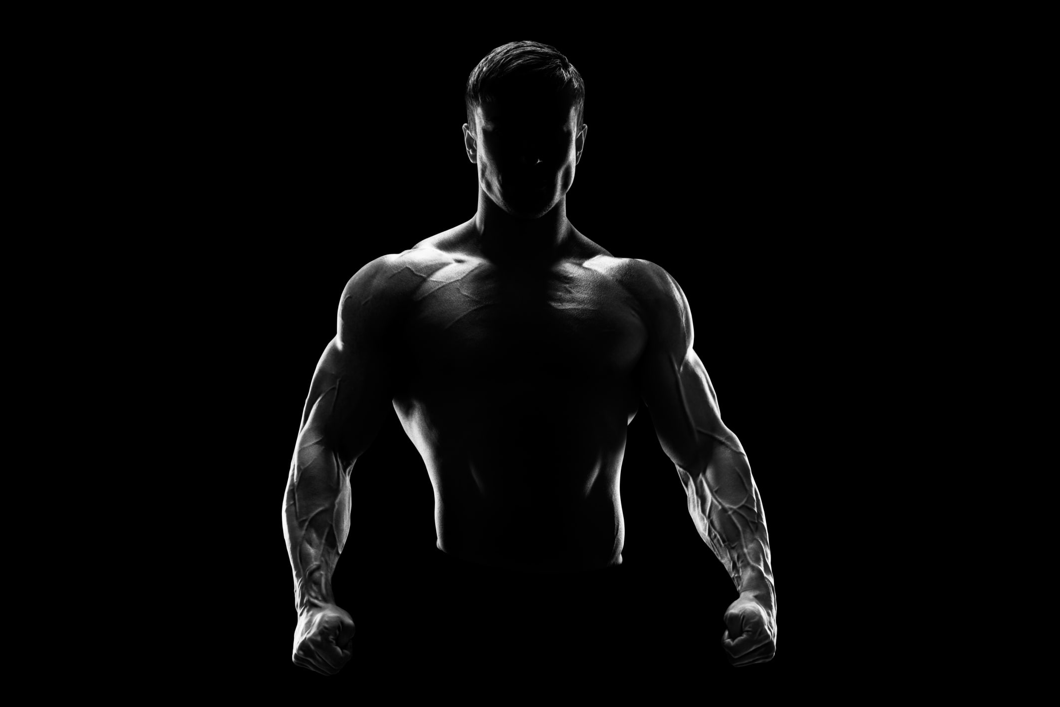 man portrait photo, silhouette, fitness, muscular Build, men