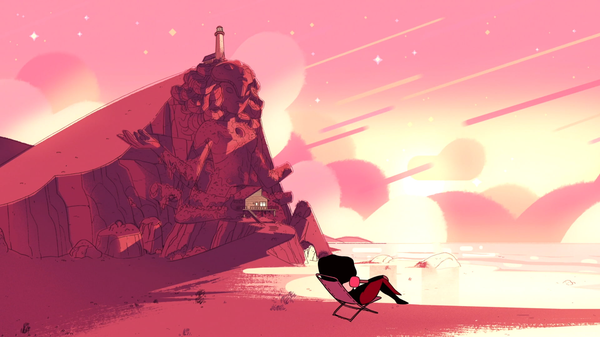 Steven Universe, cartoon, pink, lighthouse