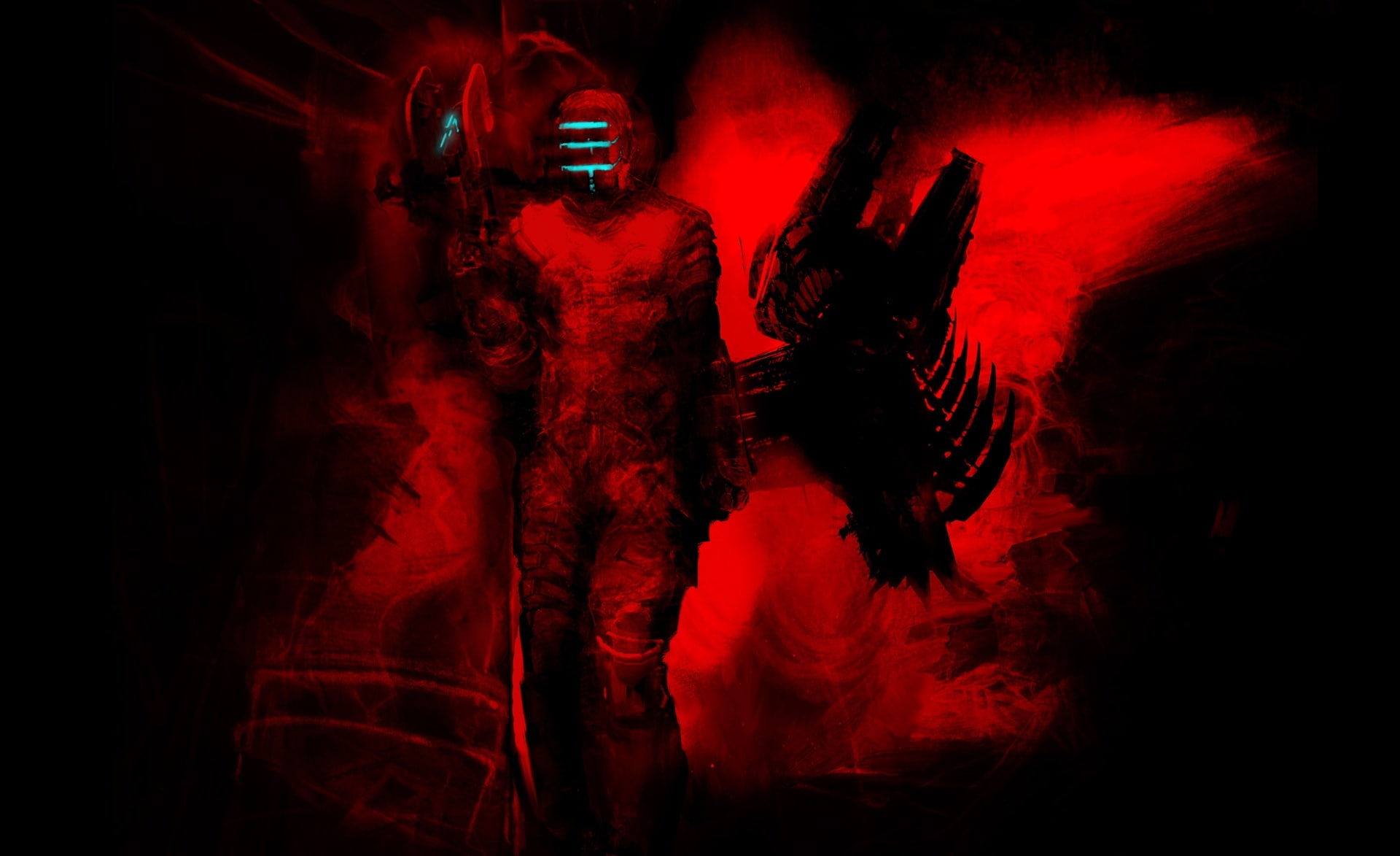 Dead Space 2 Video Game, person wearing red suit illustration