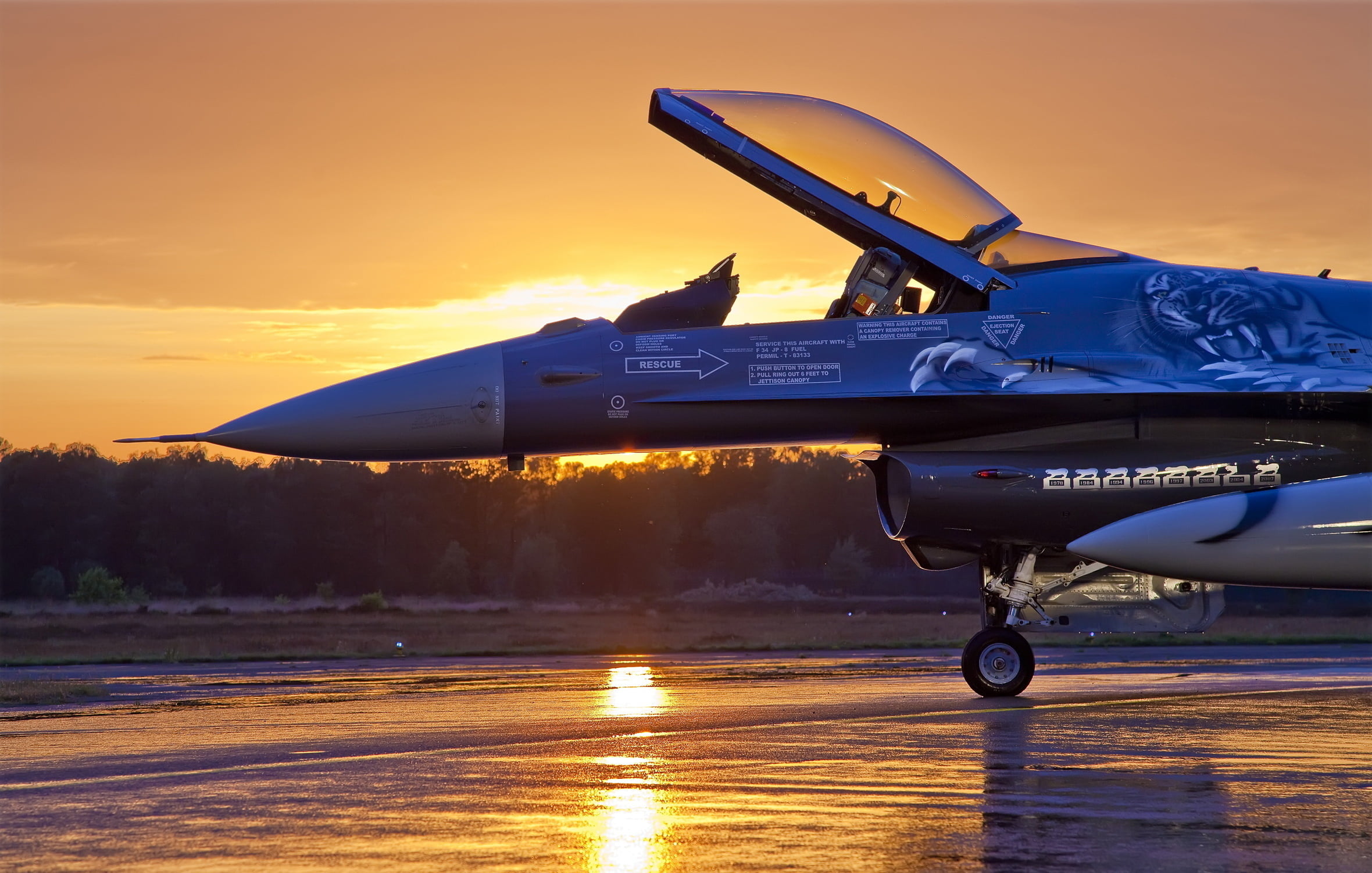 gray fighter jet, Sunset, The sky, Clouds, The evening, The plane