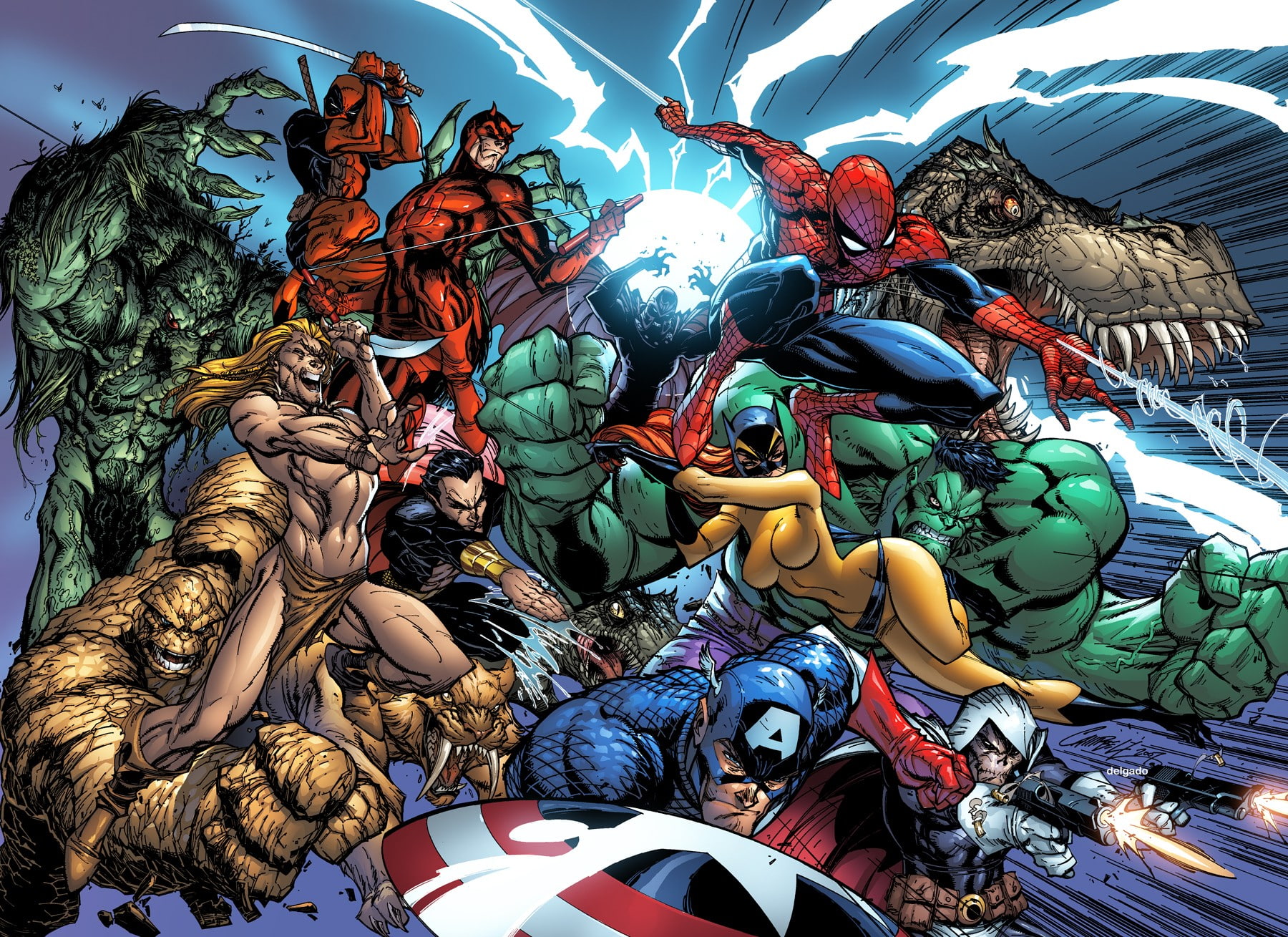 Marvel Comics, superhero, Captain America, Hulk, Deadpool, Thing