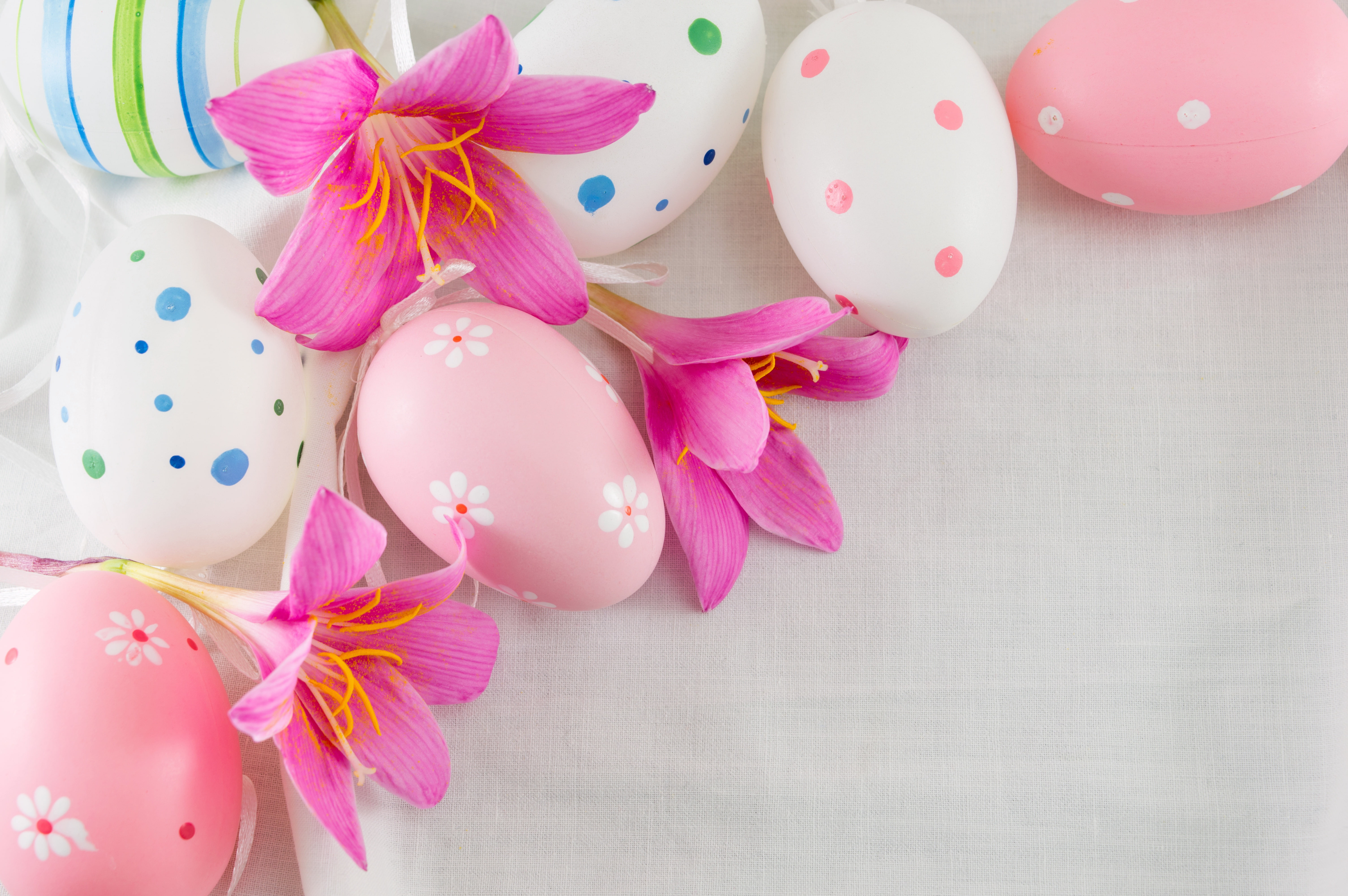 flowers, Easter, pink, spring, eggs, decoration, Happy, the painted eggs