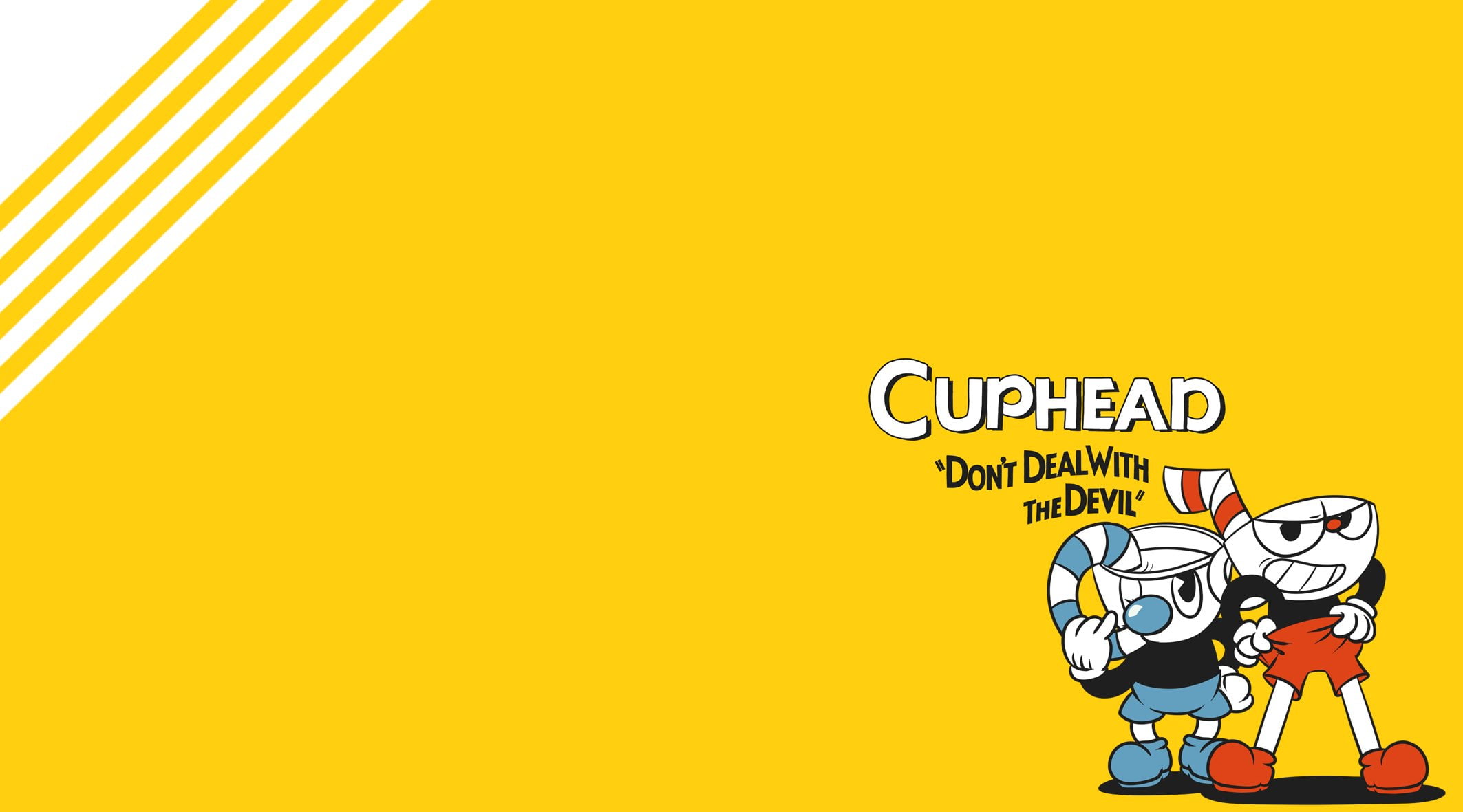 Cuphead, Cuphead (Video Game), video game characters, yellow background