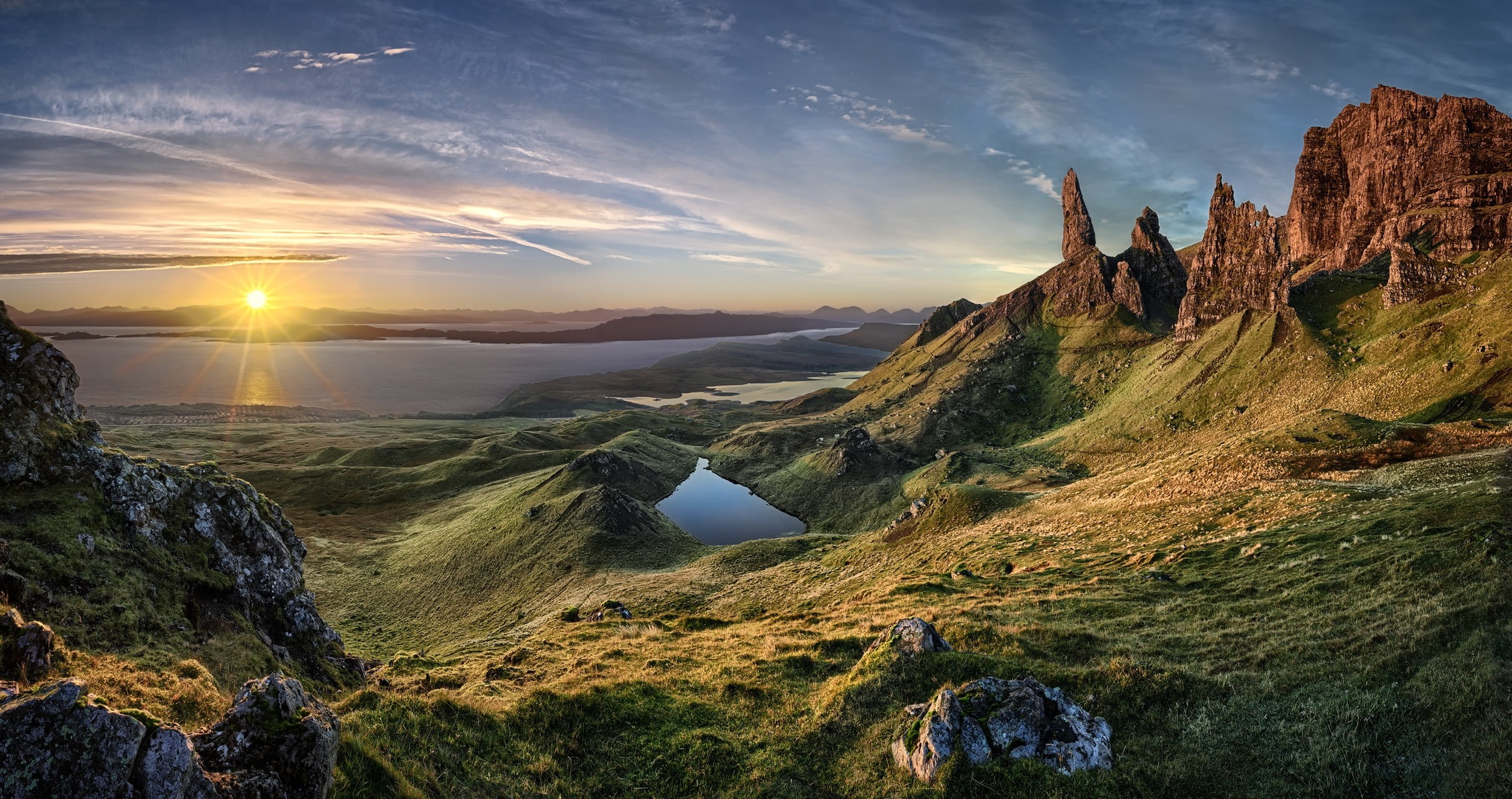 landscape photography of mountain, nature, Old Man of Storr, Skye