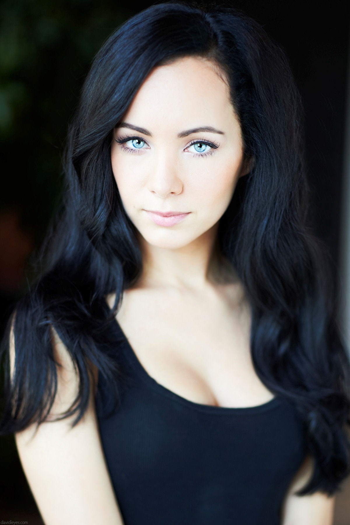 Ksenia Solo, women, black hair, blue eyes, portrait, looking at viewer