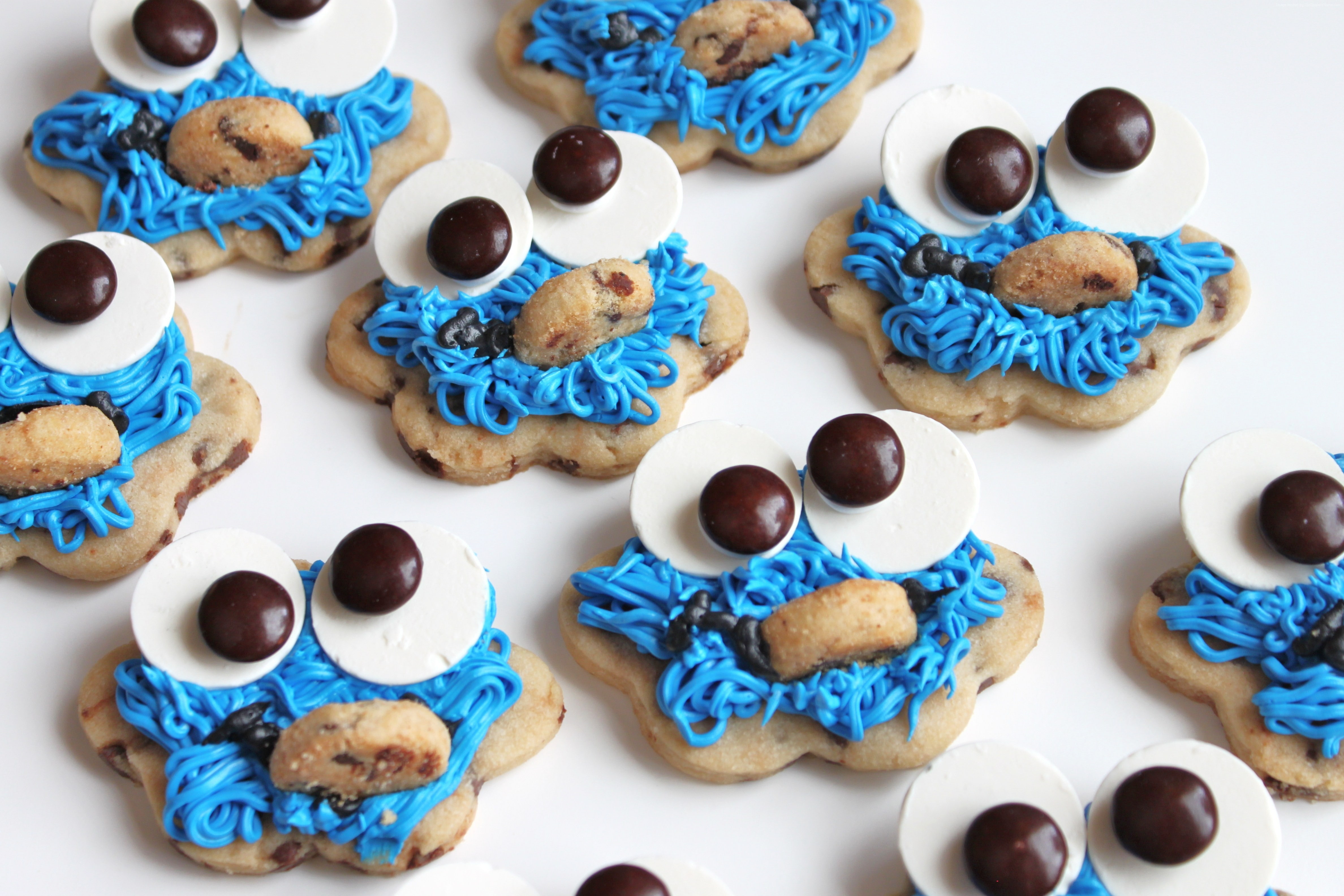 blue, cookies, hair, monster cookie, mouth, eyes, cooking, recipe