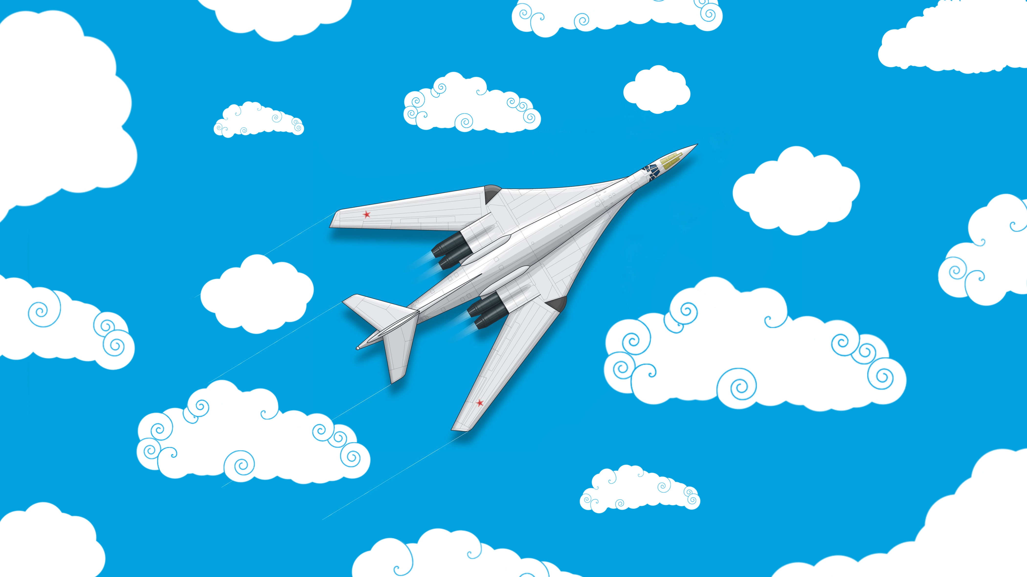 Clouds, Minimalism, The plane, Fighter, Russia, Art, The view from the top